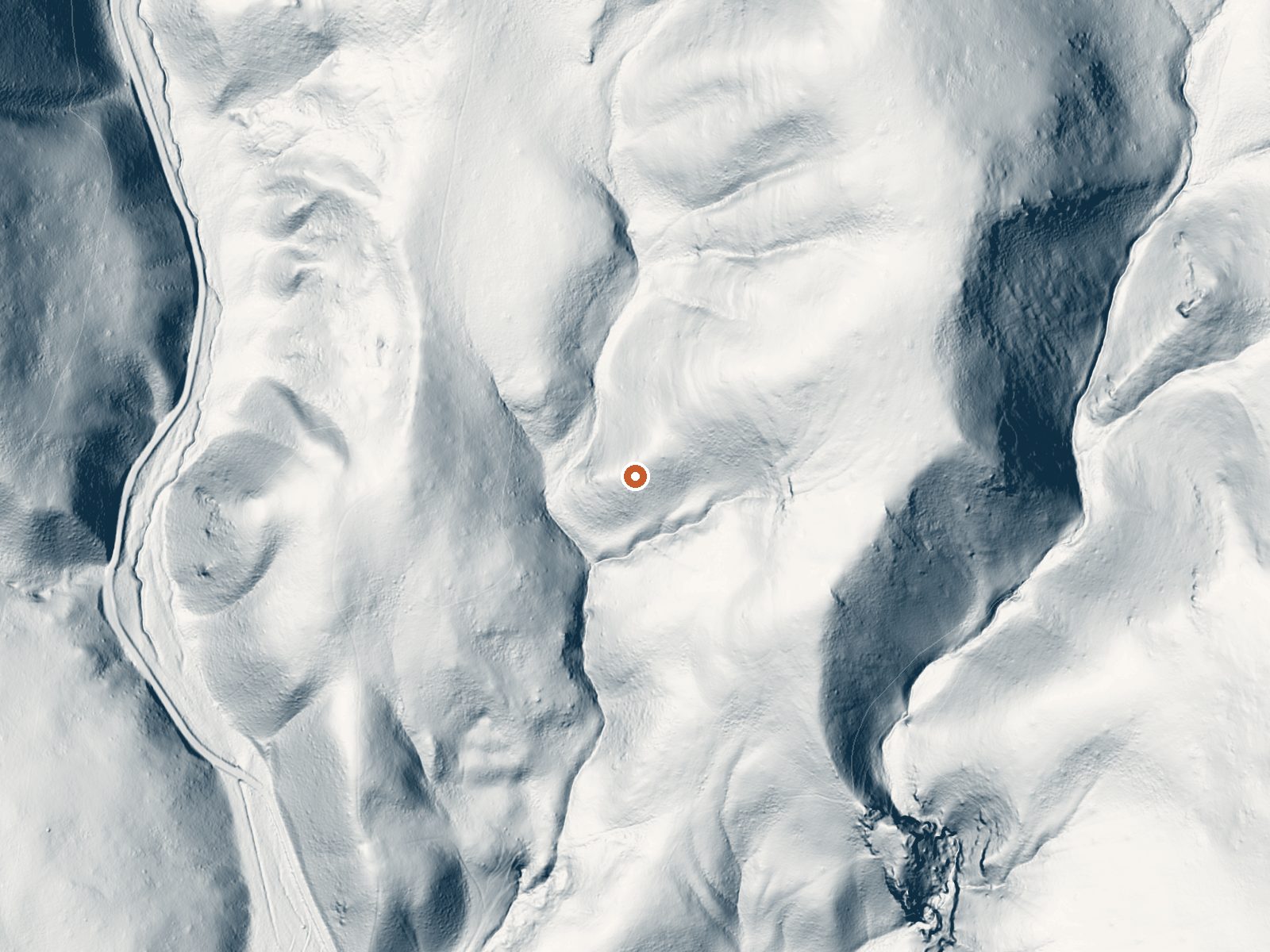 LiDAR bare-earth view of the same ground around Warm Springs