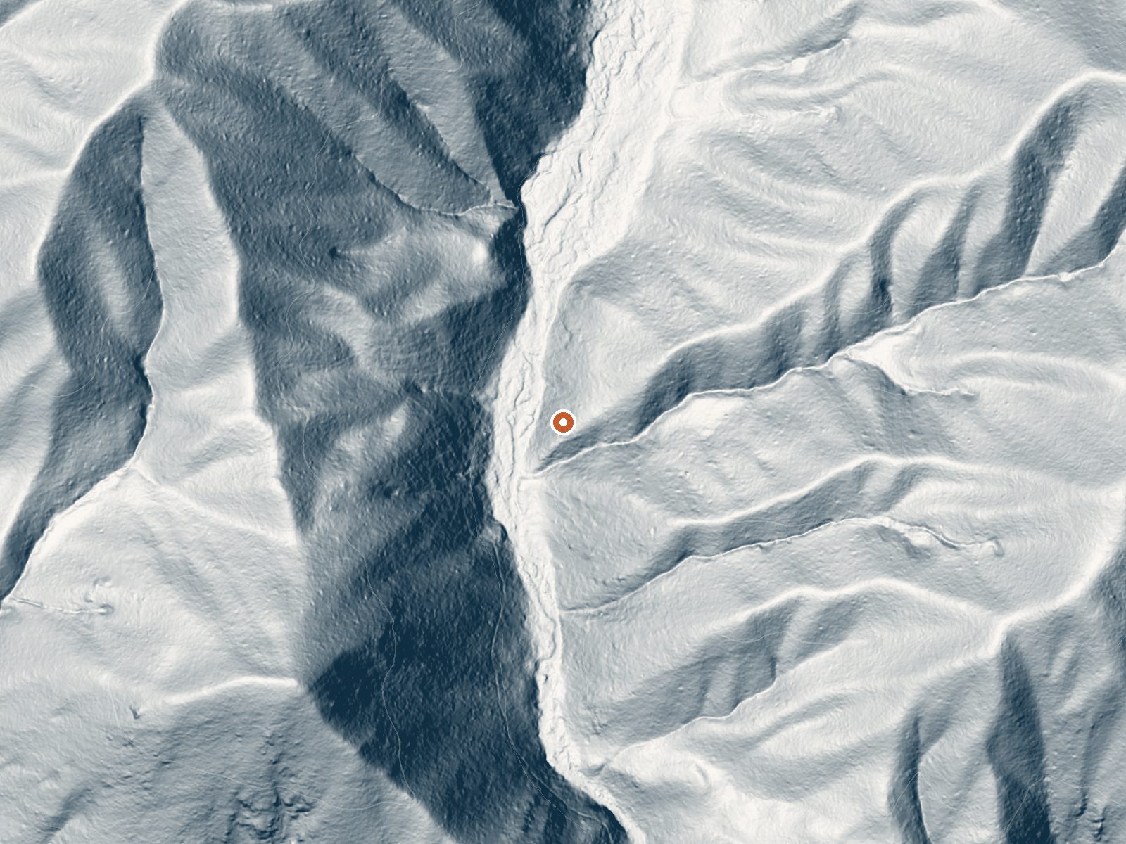 LiDAR bare-earth view of the same ground around Weir Creek Hot Springs