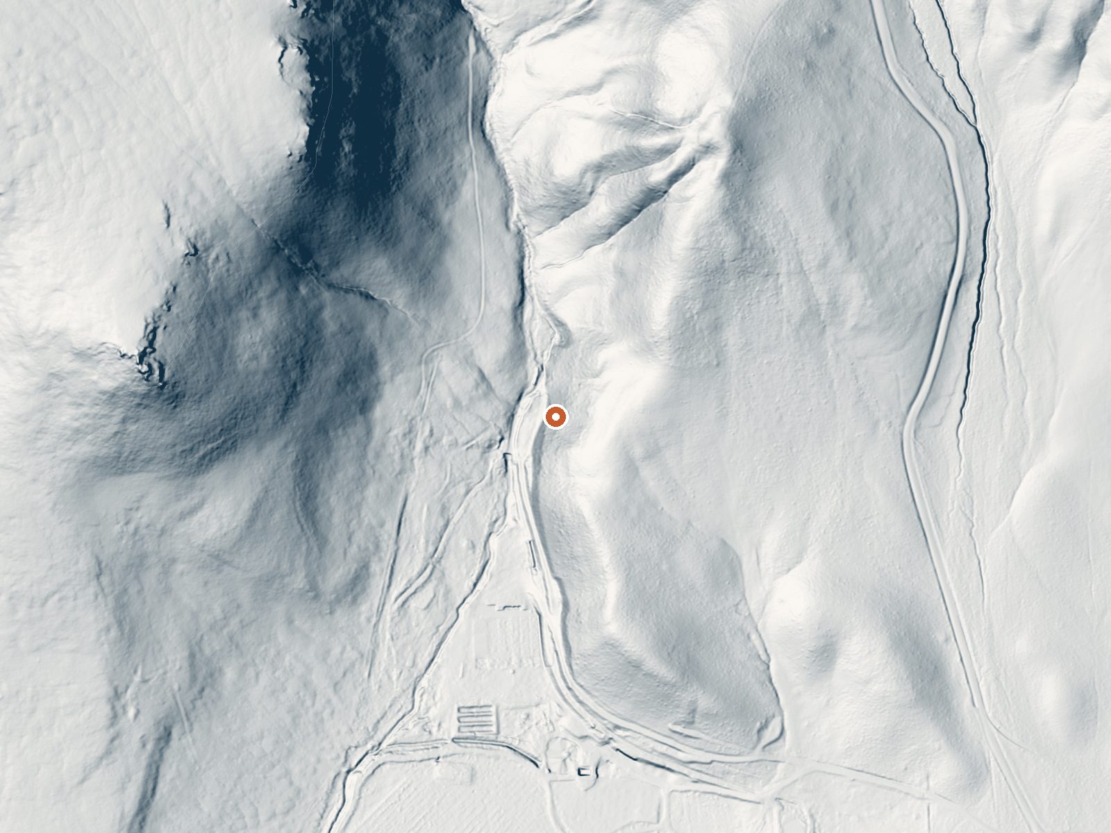LiDAR bare-earth view of the same ground around White Arrow Hot Spring