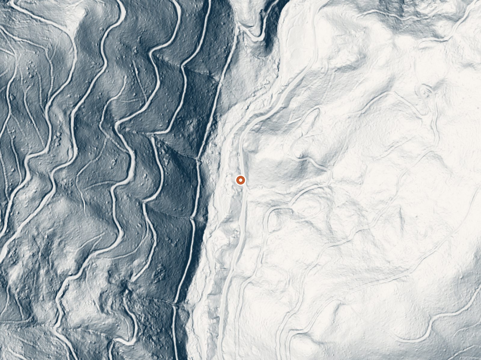 LiDAR bare-earth view of the same ground around White Licks Hot Spring
