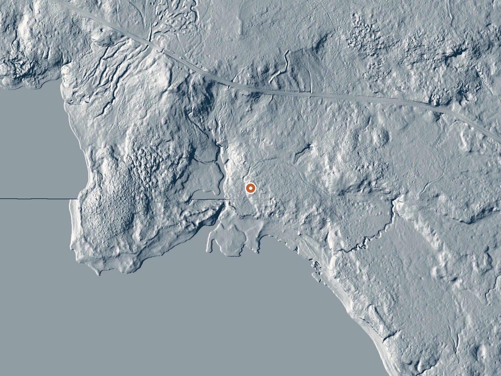 LiDAR bare-earth view of the same ground around Wilson Lake Warm Spring