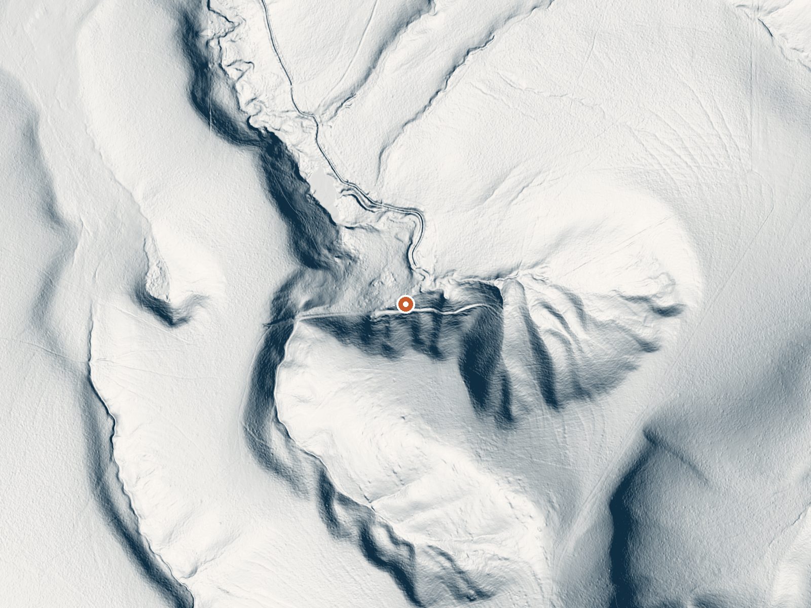 LiDAR bare-earth view of the same ground around Yandell Springs