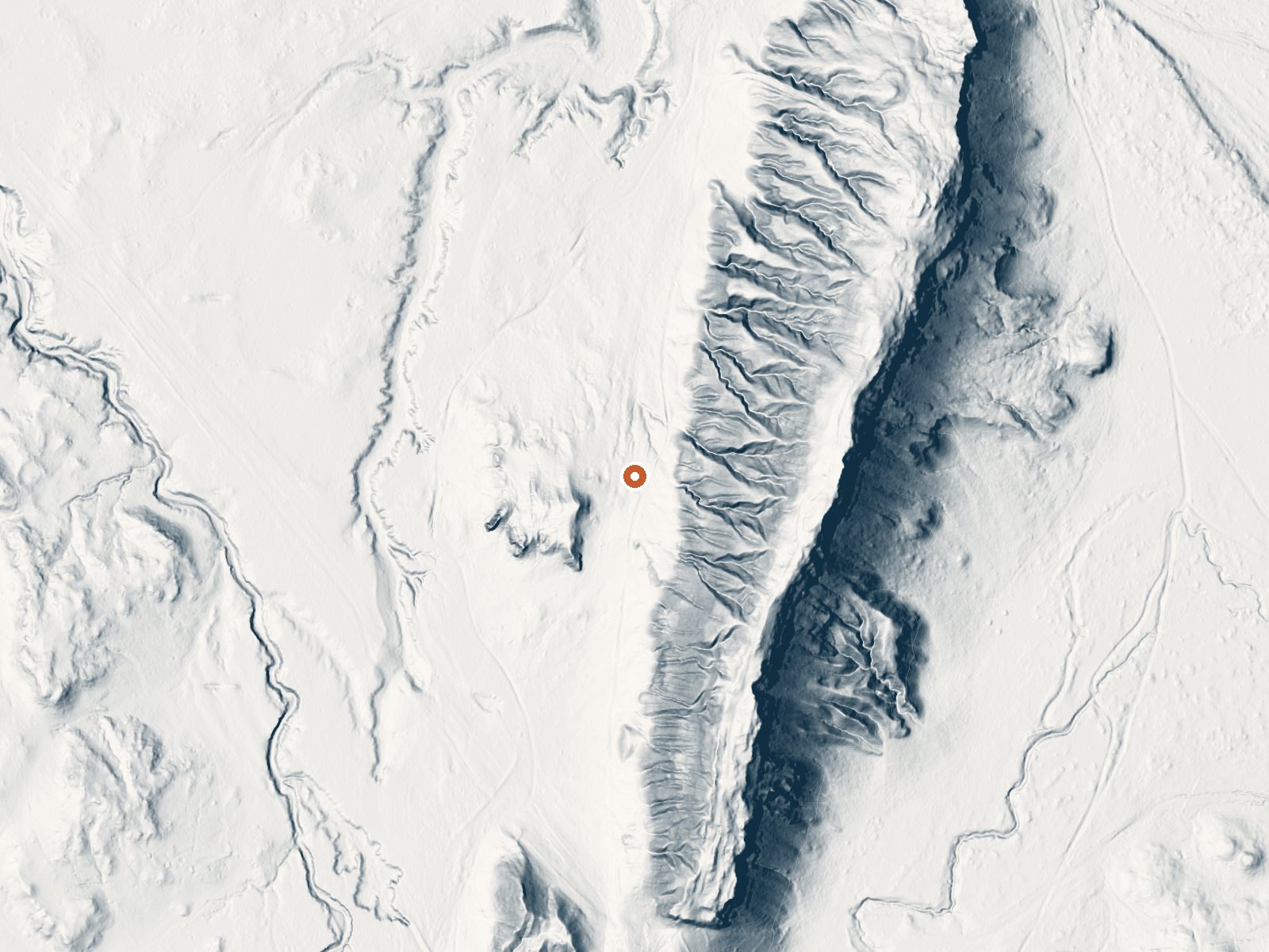 LiDAR bare-earth view of the same ground around San Ysidro Hot Springs