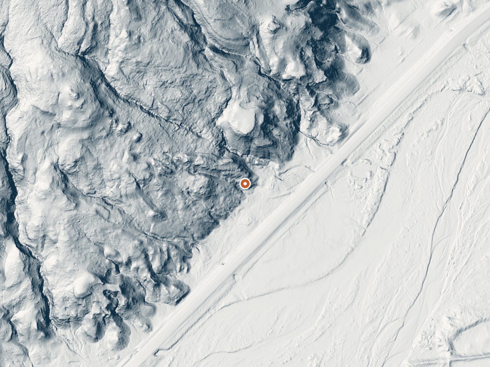 LiDAR bare-earth view of the same ground around San Ysidro Warm Springs