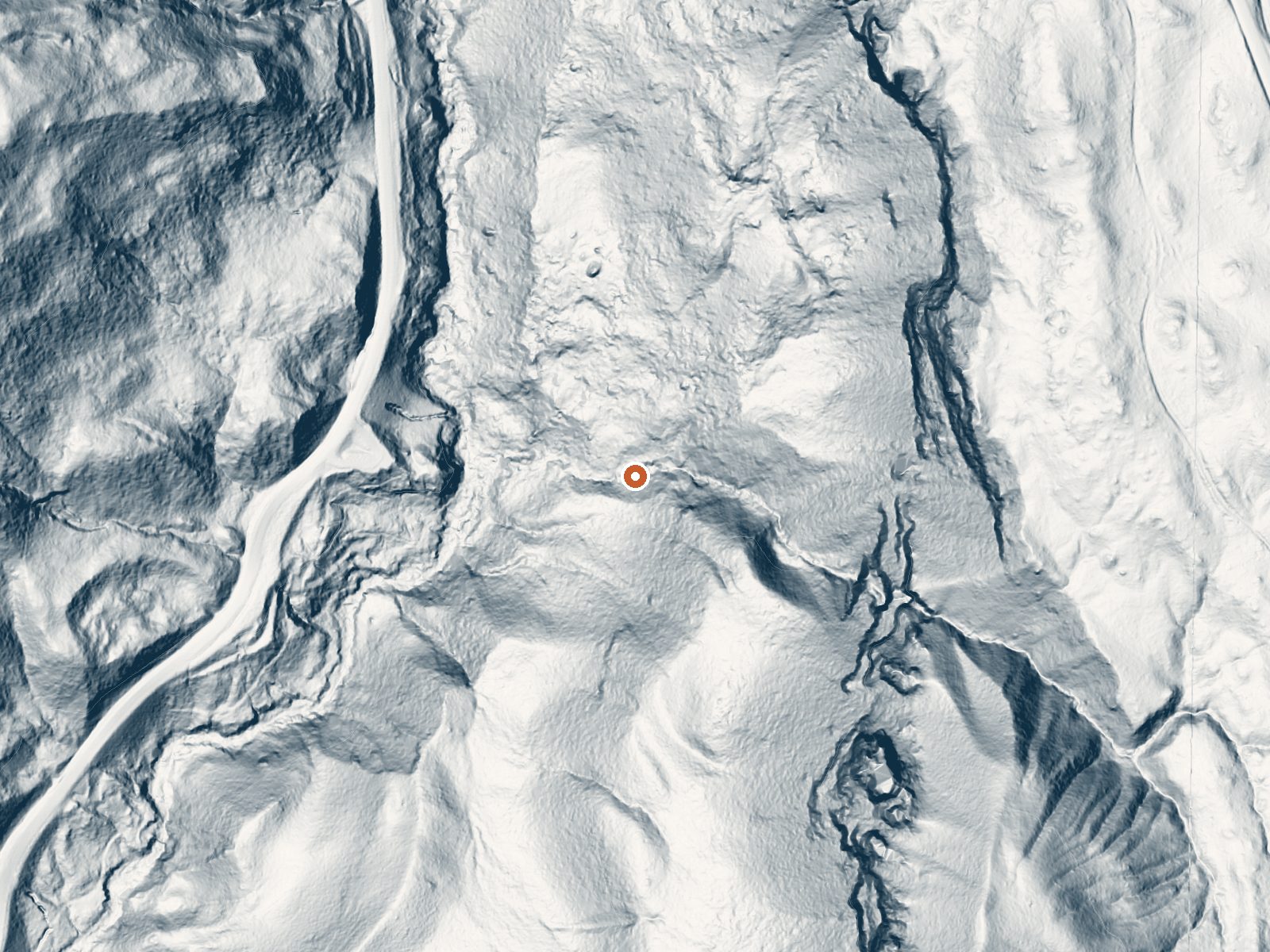 LiDAR bare-earth view of the same ground around Spence Hot Springs