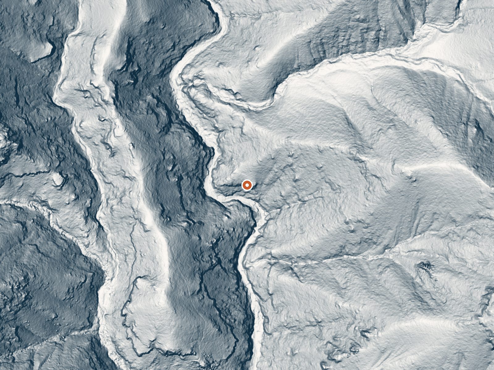 LiDAR bare-earth view of the same ground around Turkey Creek Hot Spring