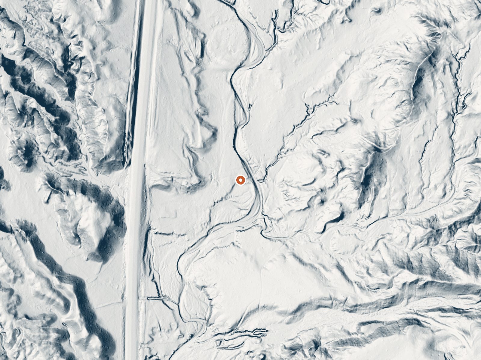LiDAR bare-earth view of the same ground around Warm Springs