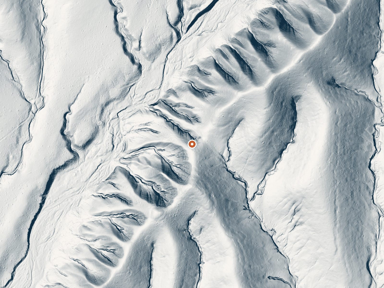 LiDAR bare-earth view of the same ground around the spring