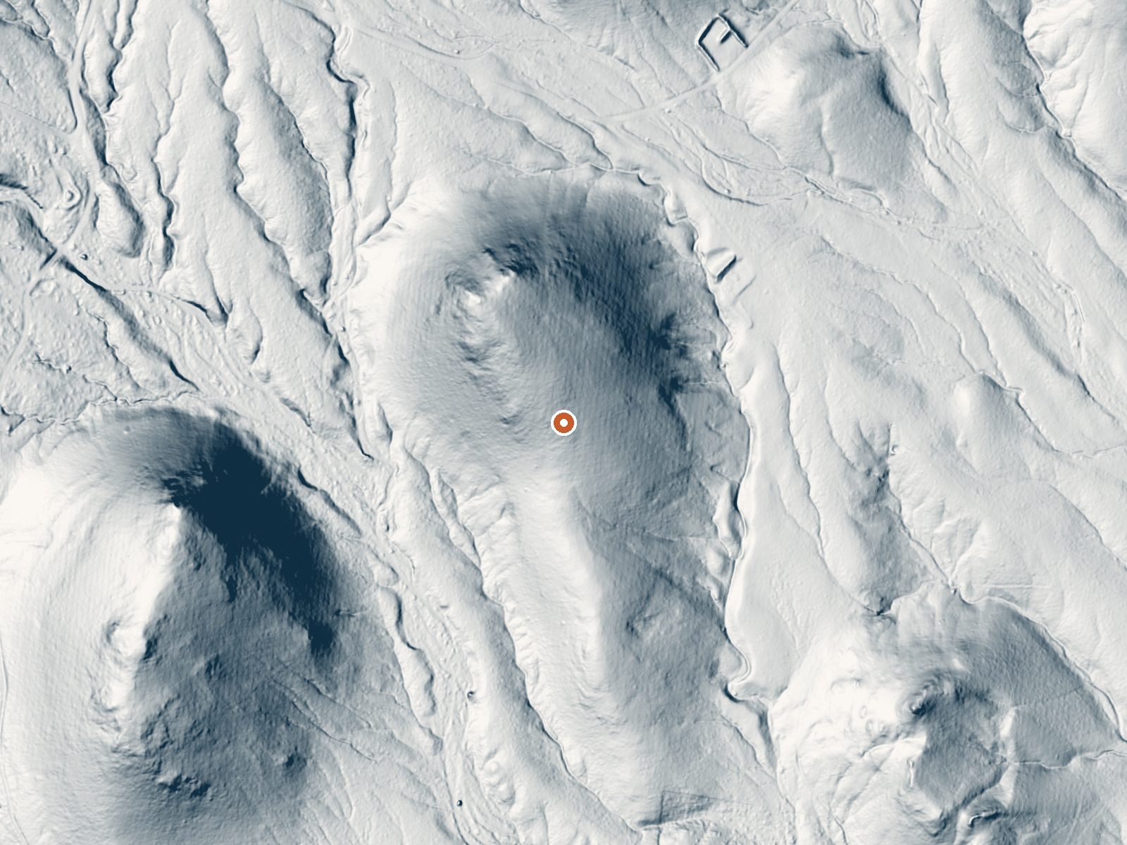 LiDAR bare-earth view of the same ground around the spring