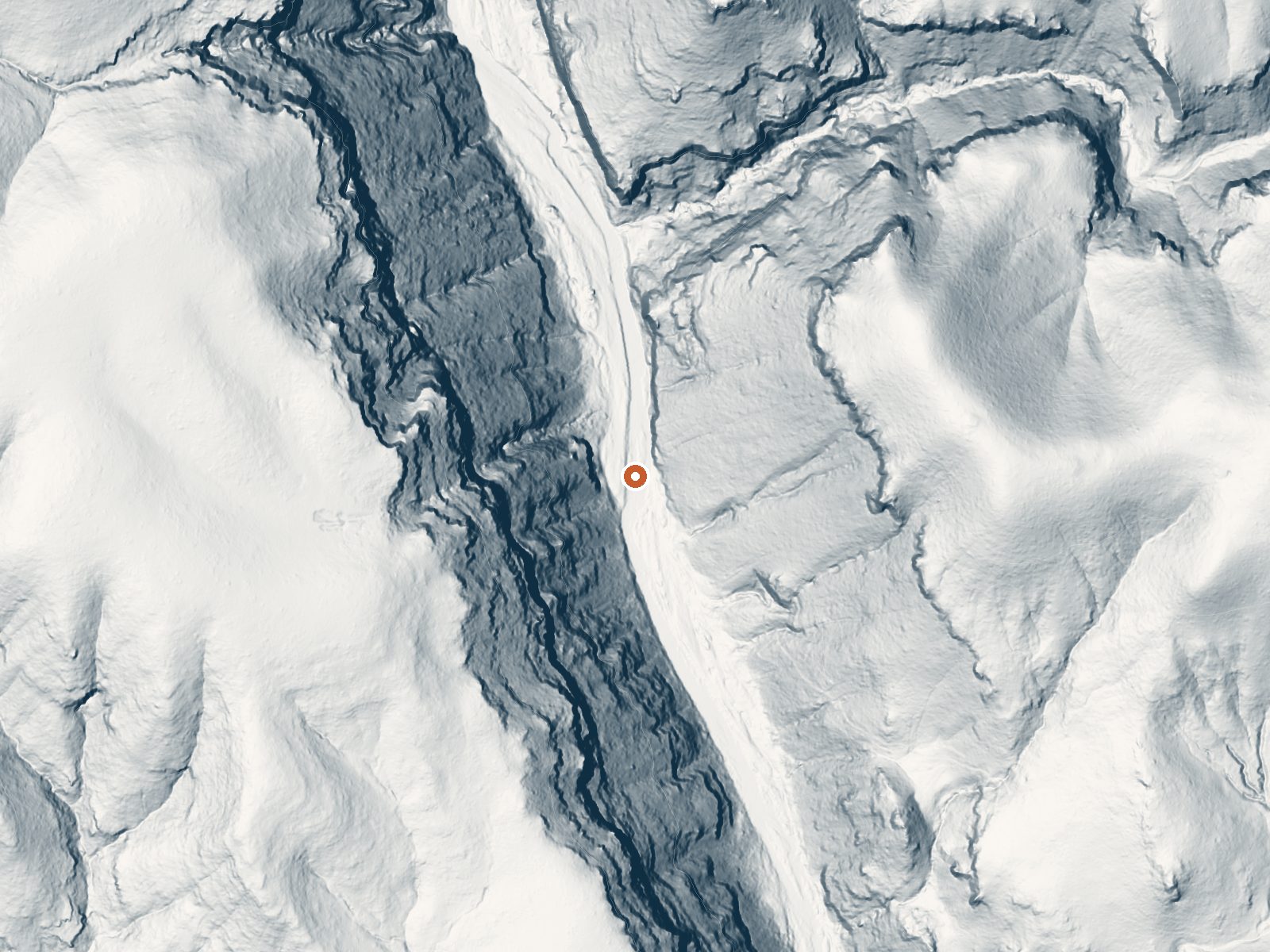 LiDAR bare-earth view of the same ground around the spring