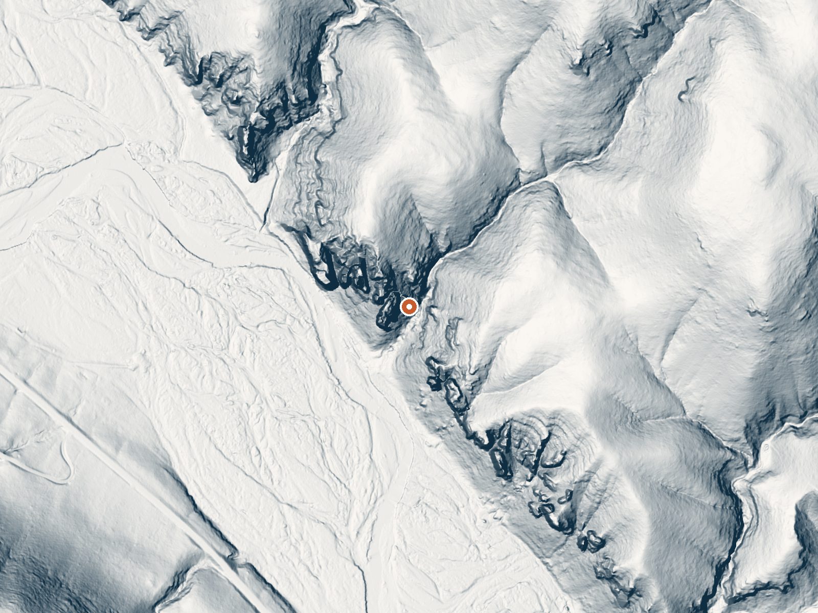 LiDAR bare-earth view of the same ground around the spring