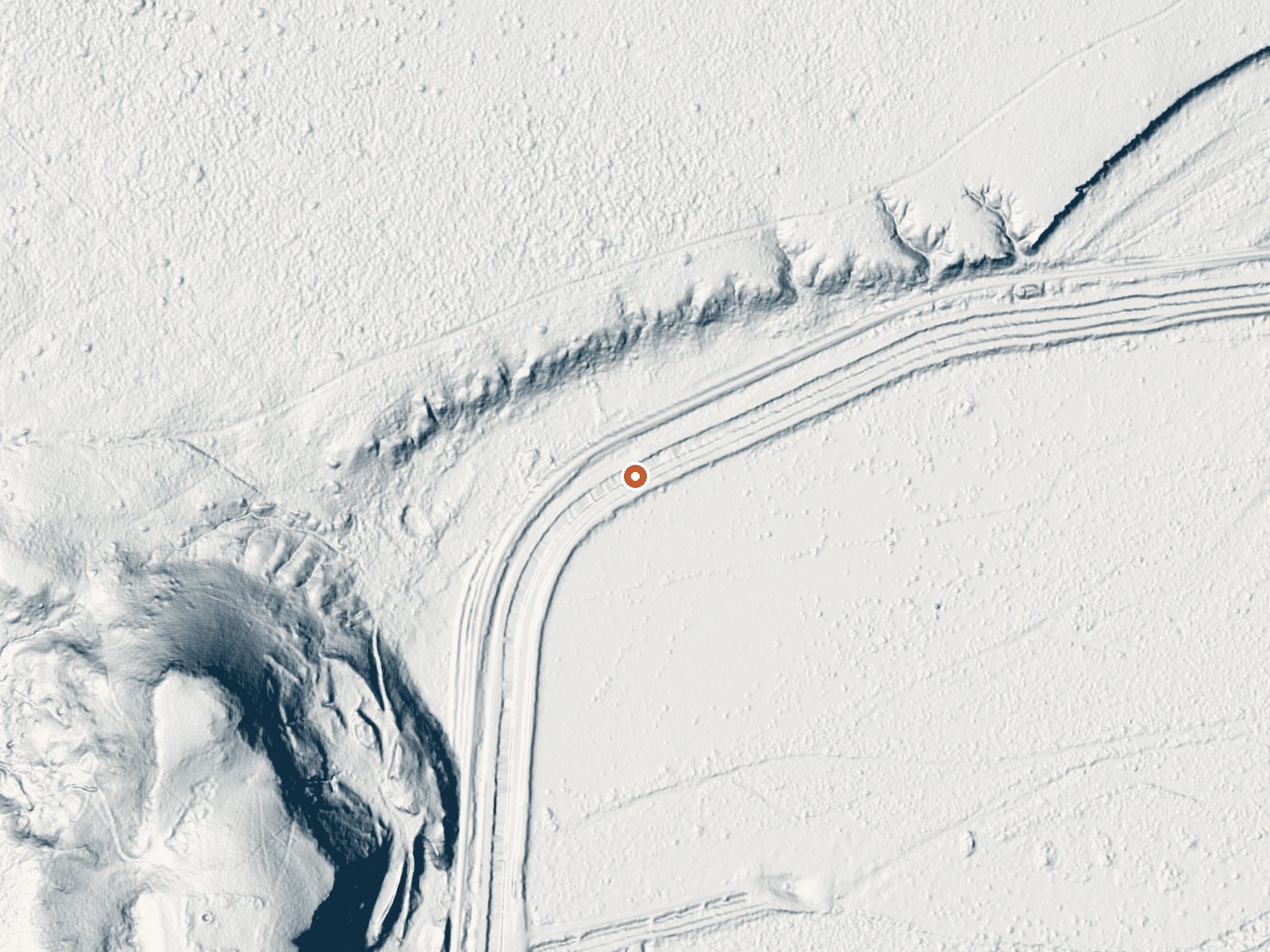 LiDAR bare-earth view of the same ground around the spring