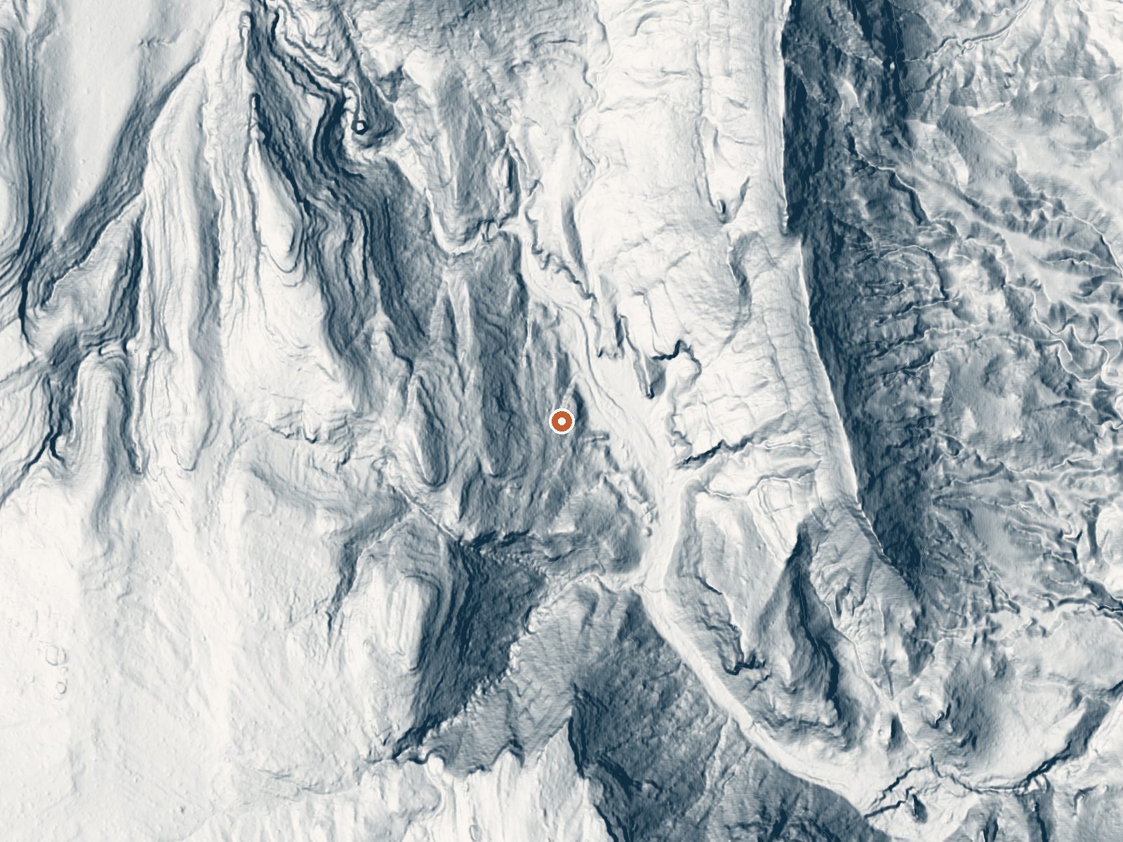 LiDAR bare-earth view of the same ground around the spring