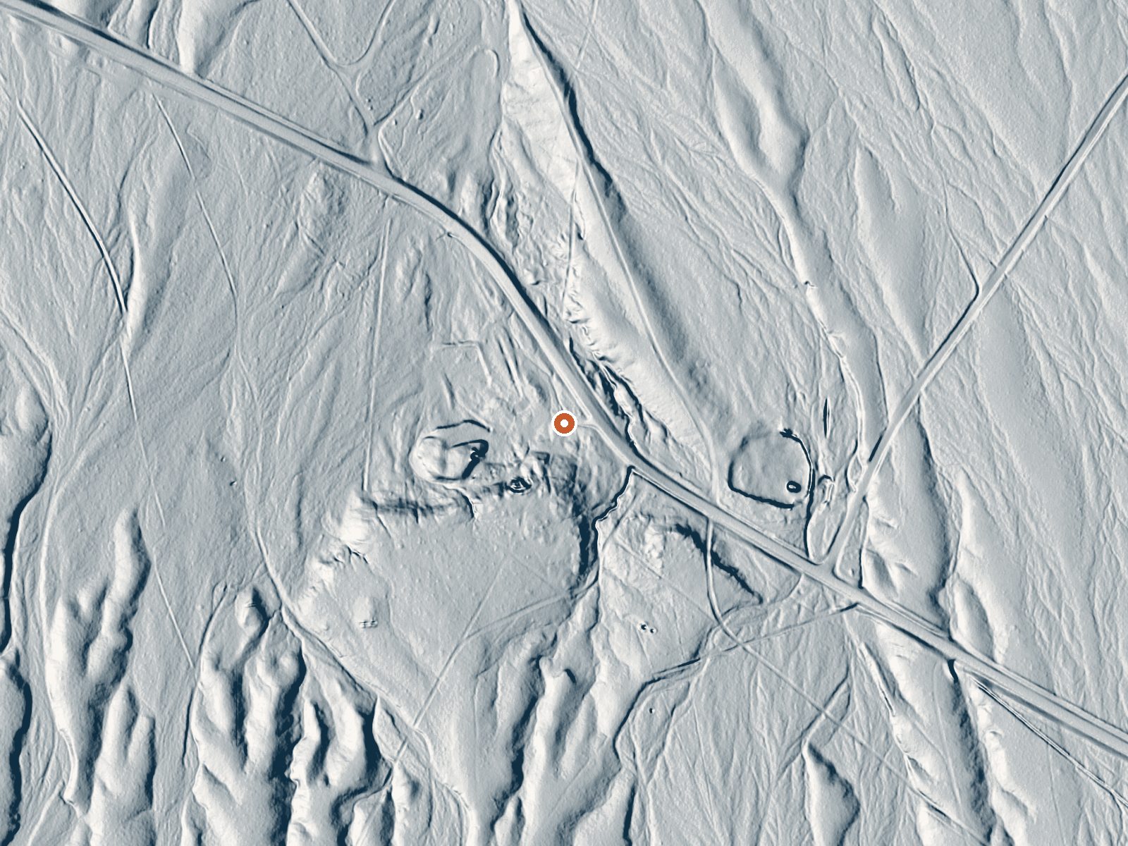 LiDAR bare-earth view of the same ground around Alkali Hot Spring