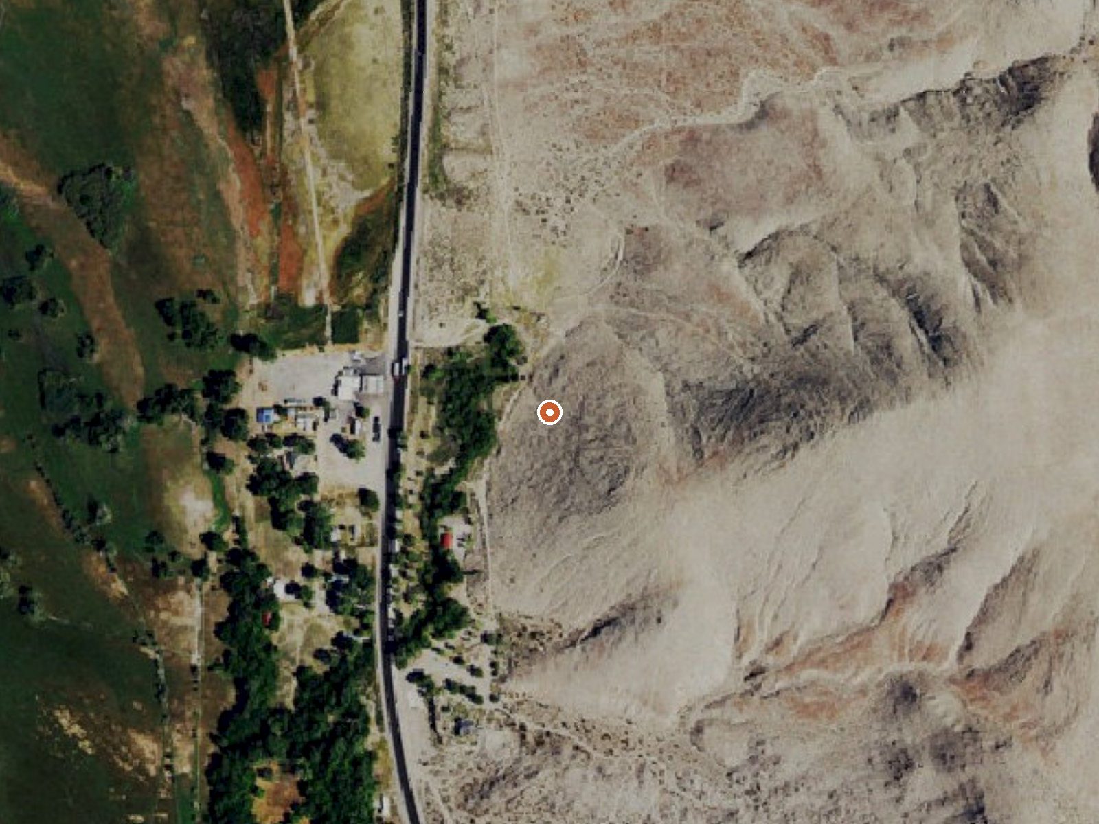Aerial view of the ground around Ash Springs
