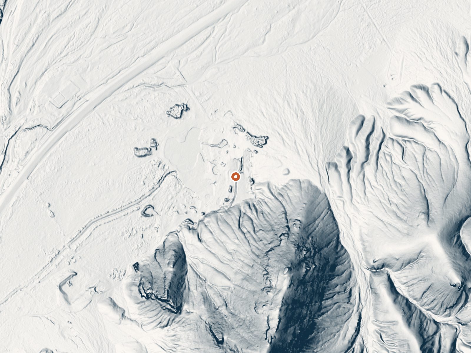 LiDAR bare-earth view of the same ground around Beatty Municipal Spring