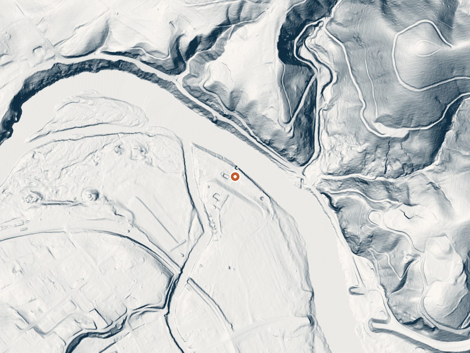 LiDAR bare-earth view of the same ground around Hot Springs