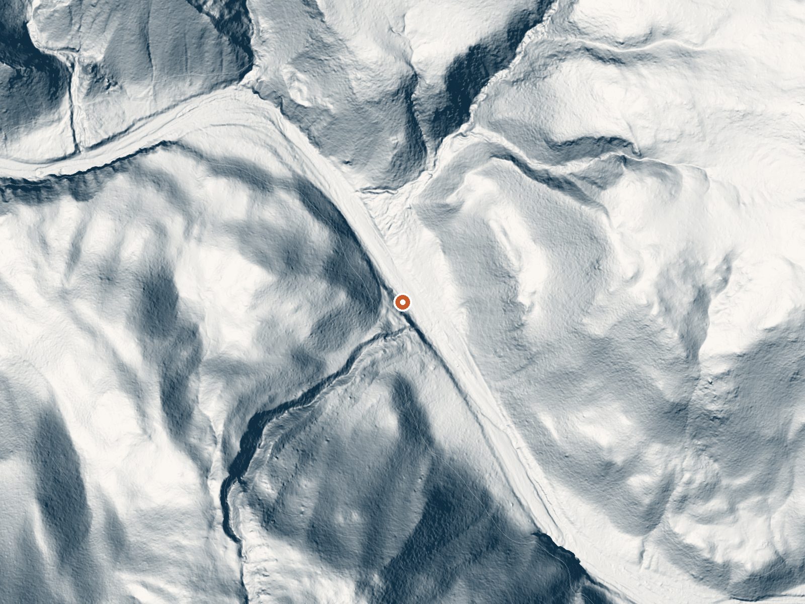 LiDAR bare-earth view of the same ground around (Upper) Frisco Hot Spring