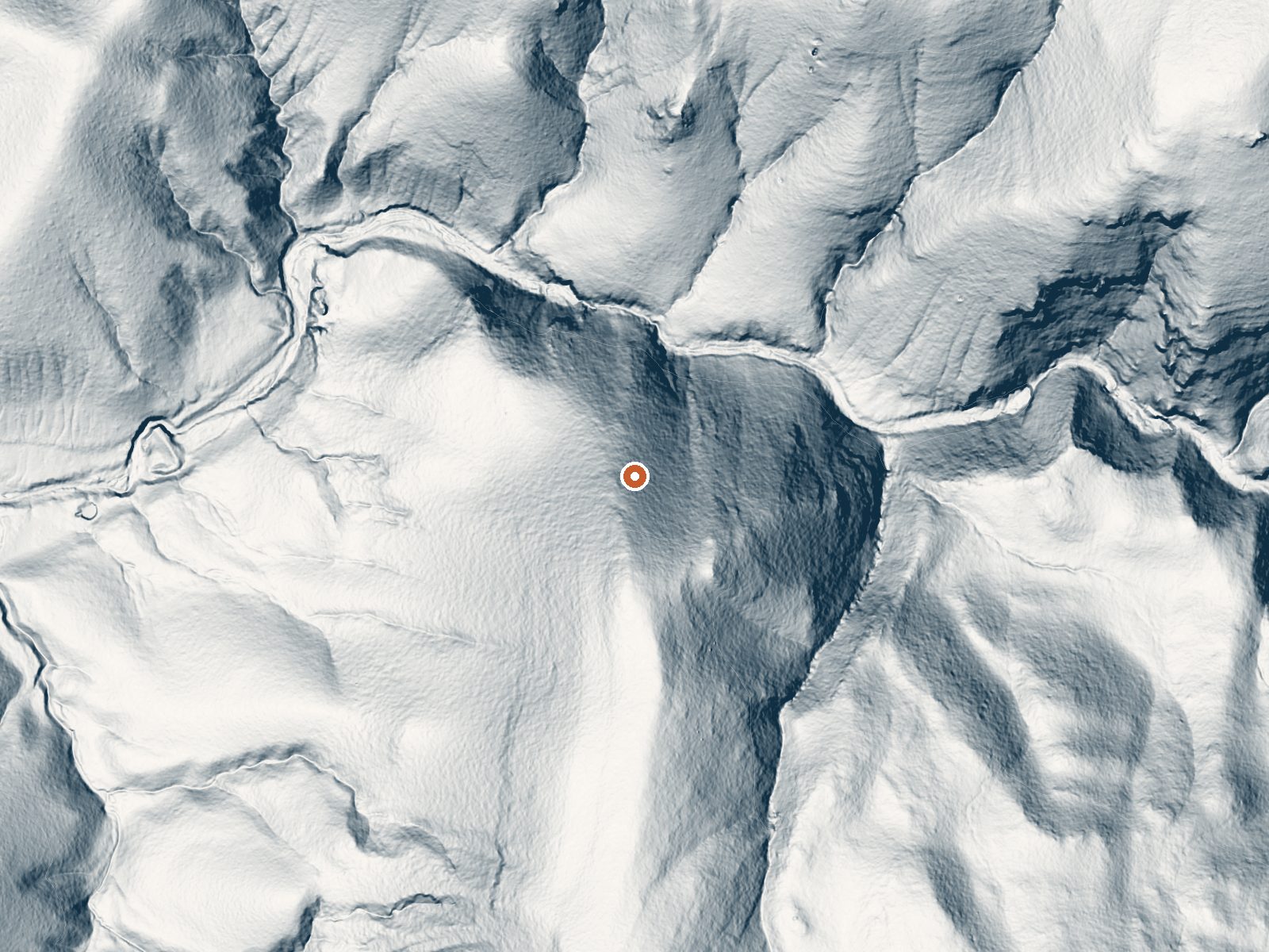 LiDAR bare-earth view of the same ground around Allen Springs