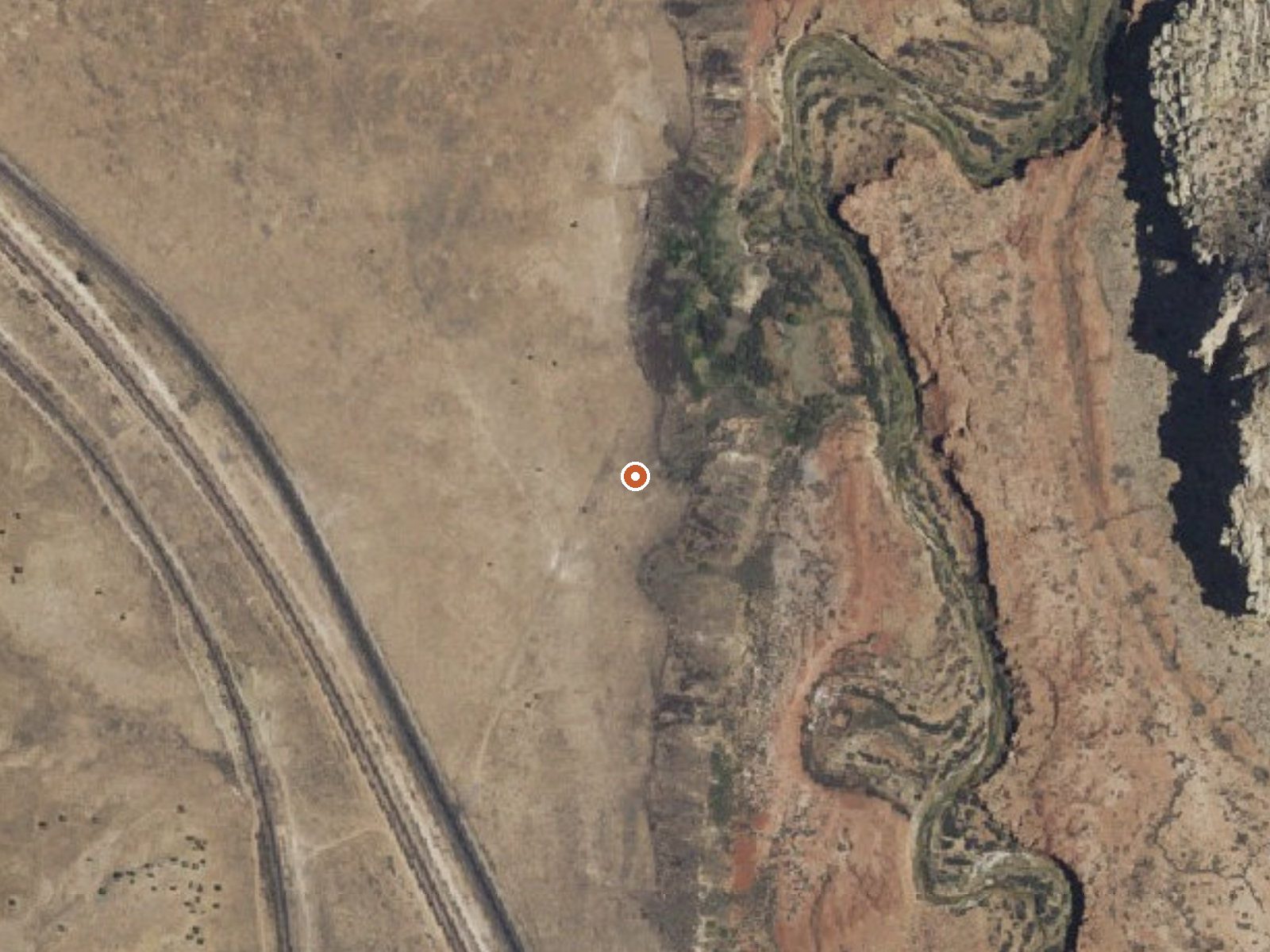 Aerial view of the ground around El Ojo Escondido