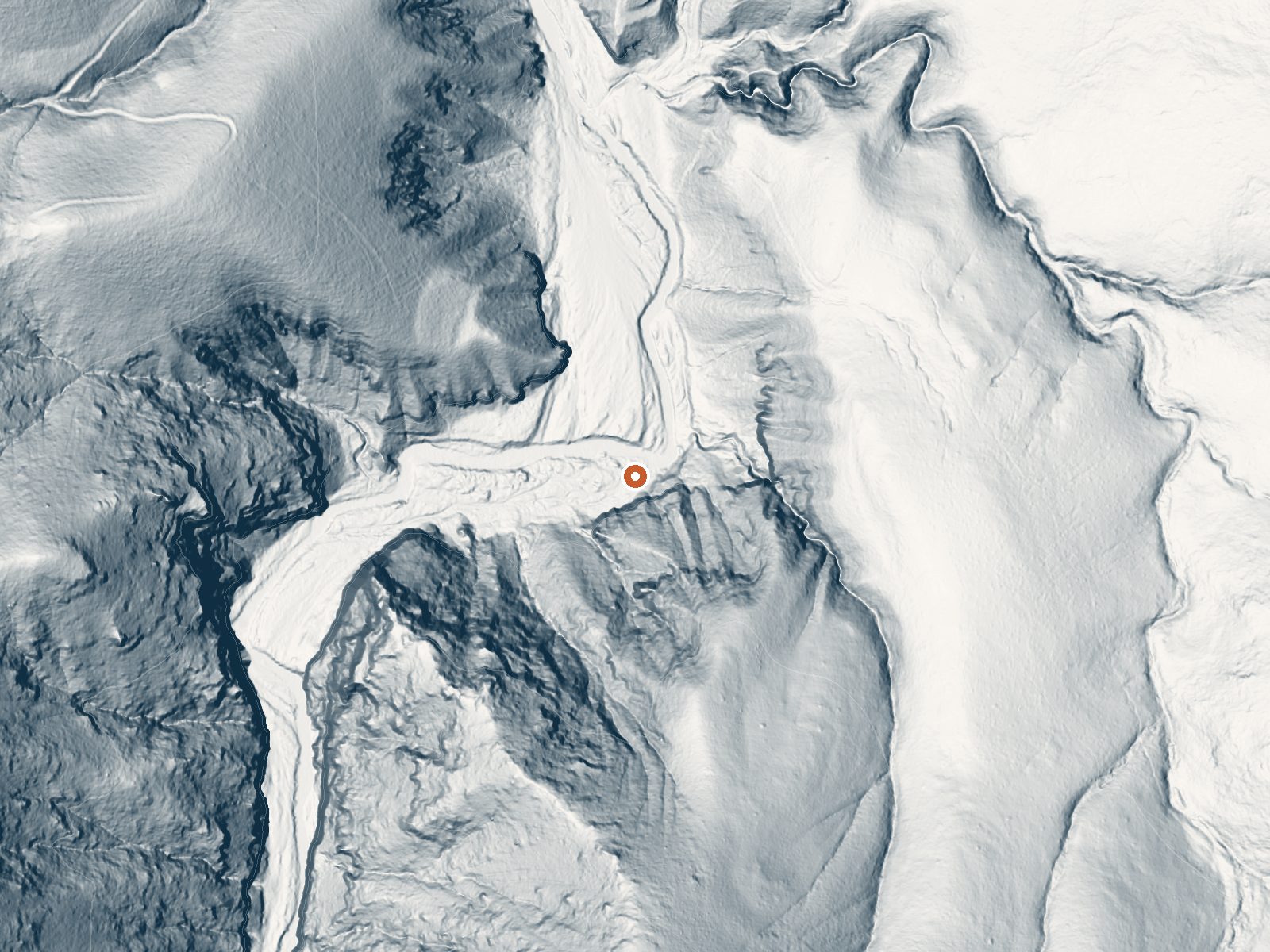 LiDAR bare-earth view of the same ground around Hot Springs