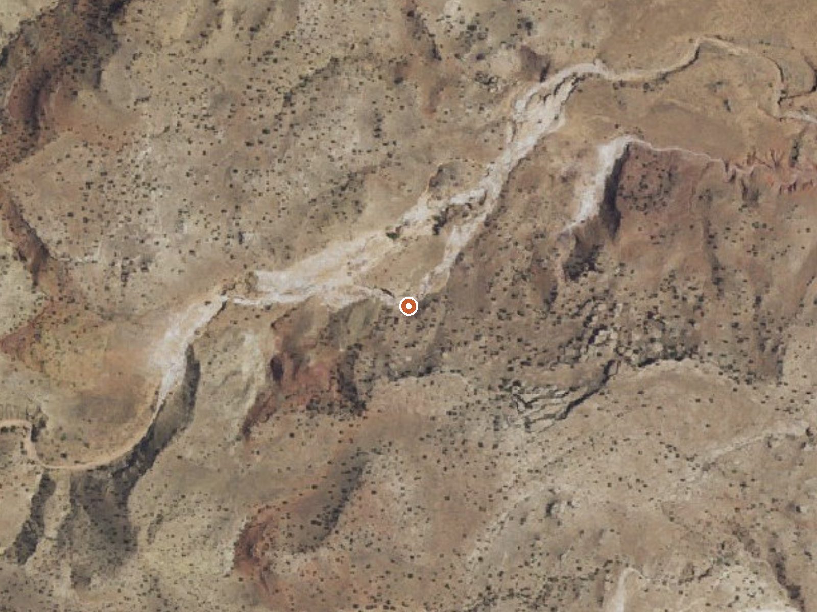 Aerial view of the ground around Laguna Pueblo Seeps