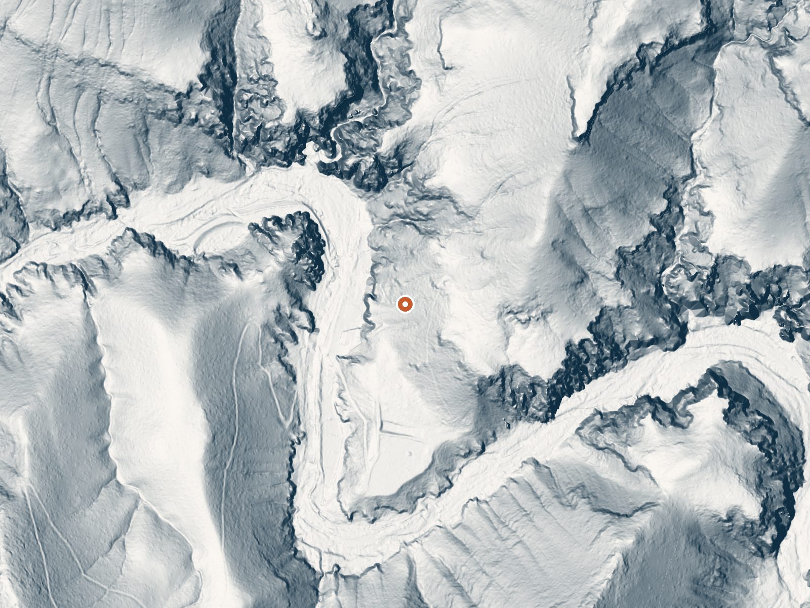 LiDAR bare-earth view of the same ground around Lyons Hunting Lodge Hot Springs