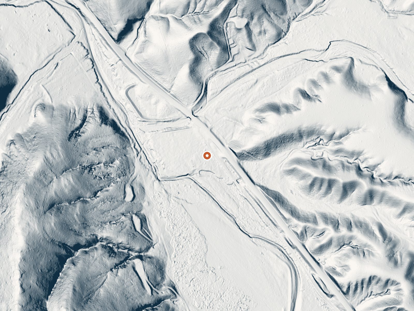 LiDAR bare-earth view of the same ground around Mangas Springs