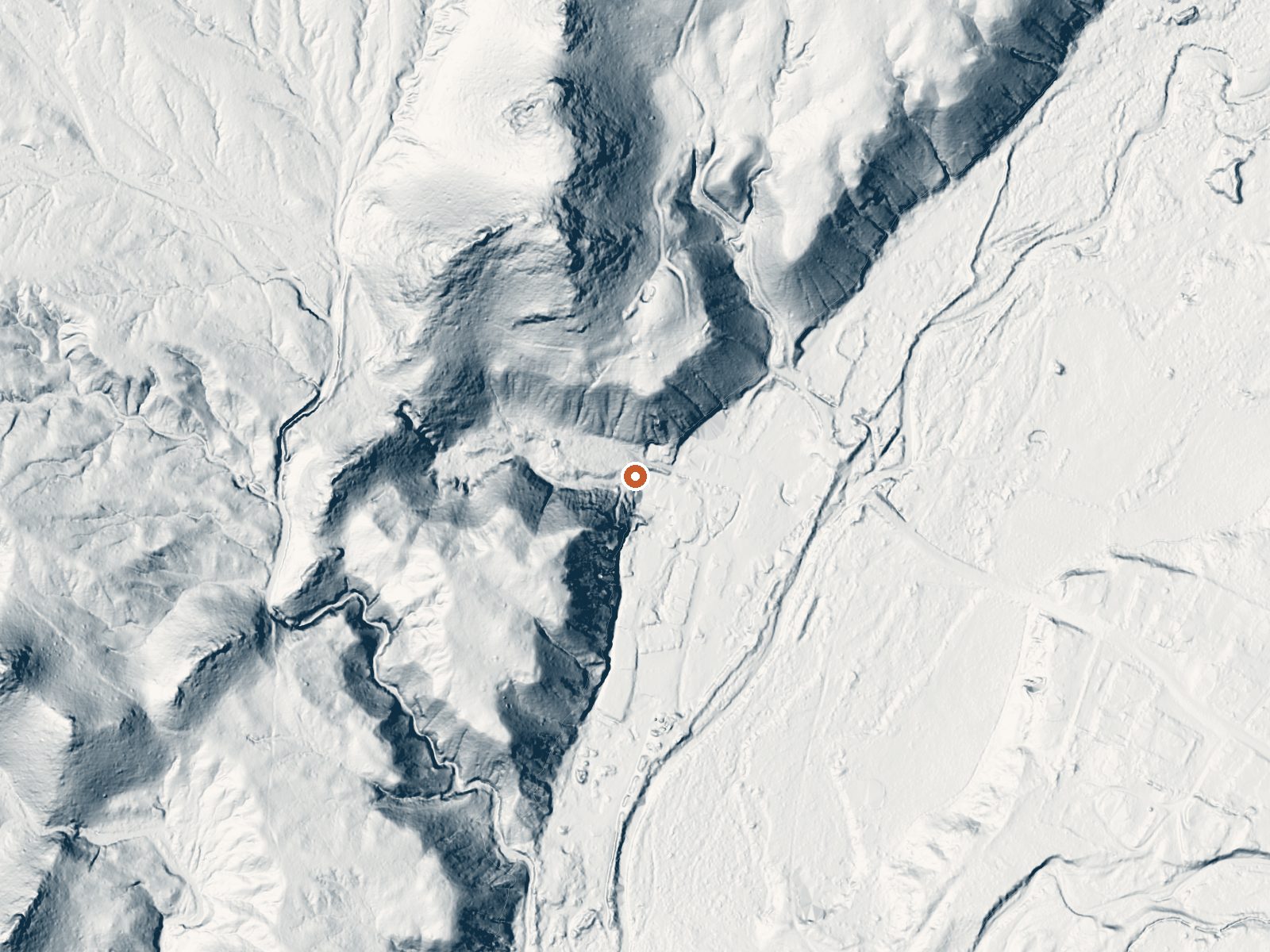 LiDAR bare-earth view of the same ground around Ojo Caliente (Arsenic Spring)