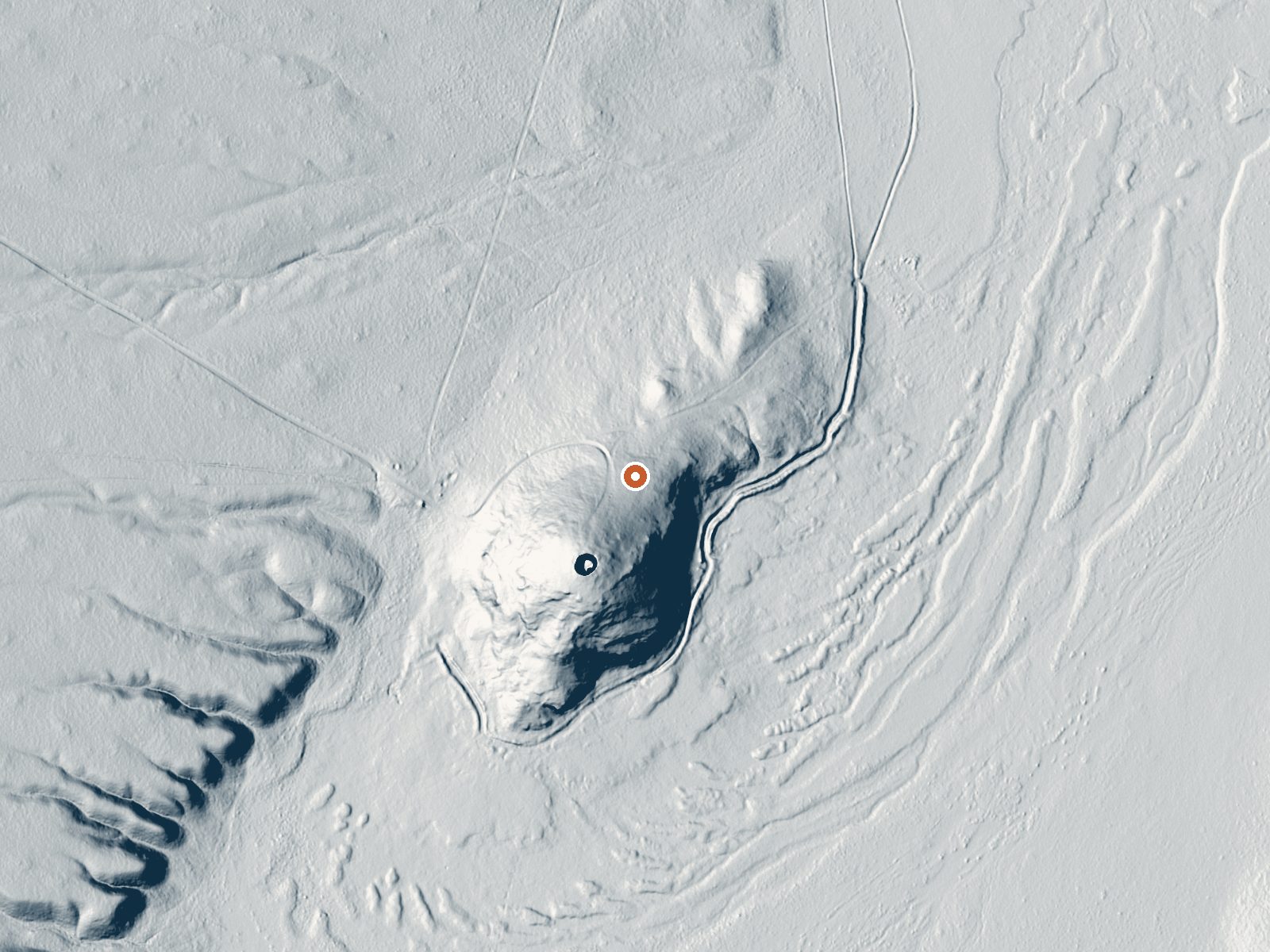 LiDAR bare-earth view of the same ground around Dianas Punch Bowl