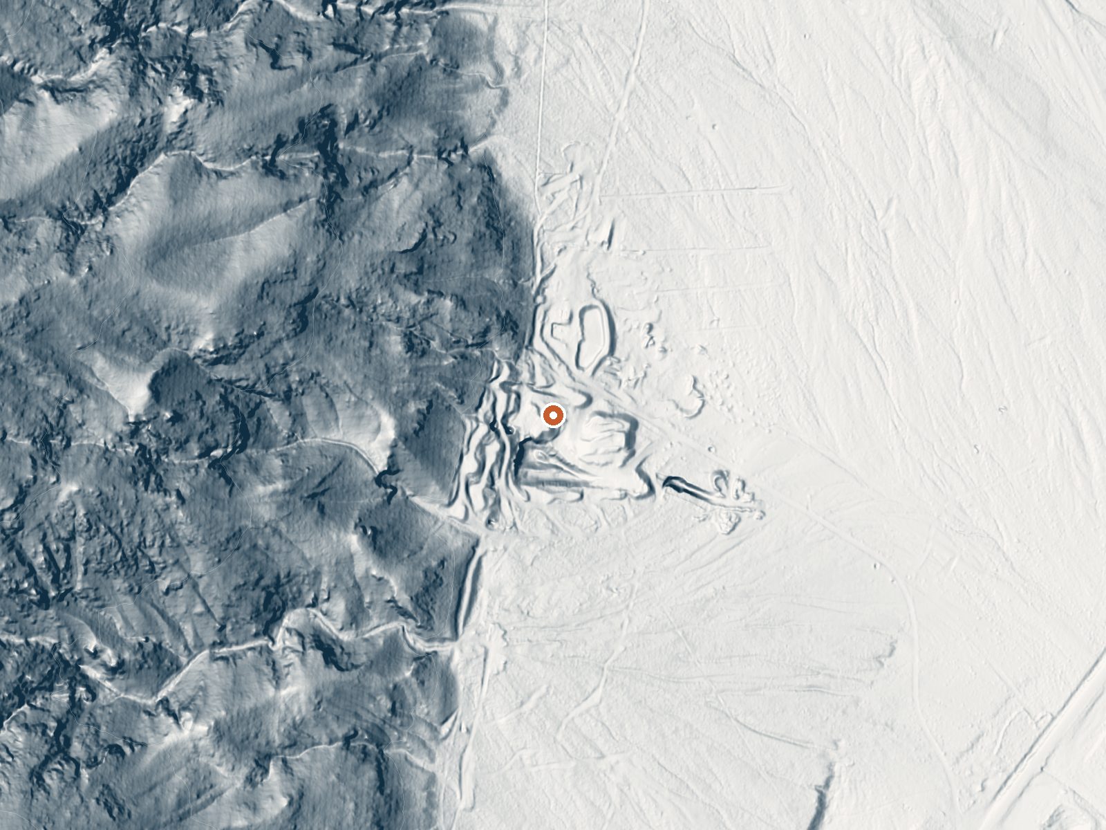 LiDAR bare-earth view of the same ground around Dixie Comstock Mine