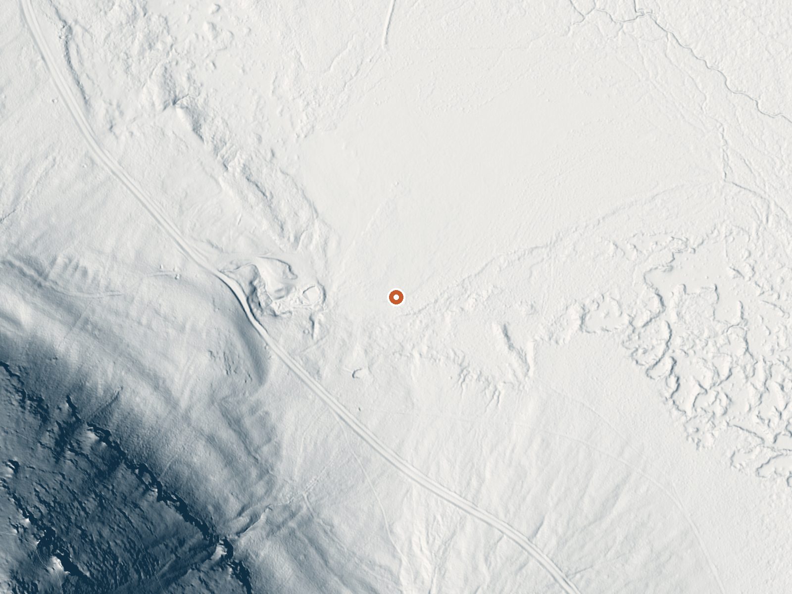 LiDAR bare-earth view of the same ground around Dyke Hot Springs