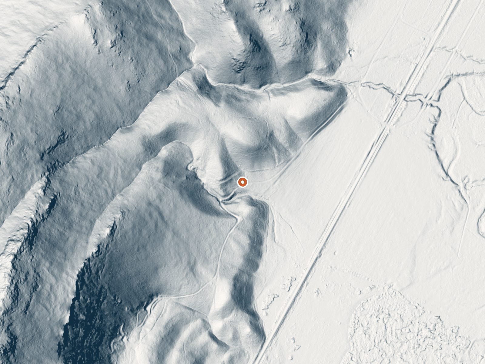 LiDAR bare-earth view of the same ground around Ellison Ranch Warm Spring