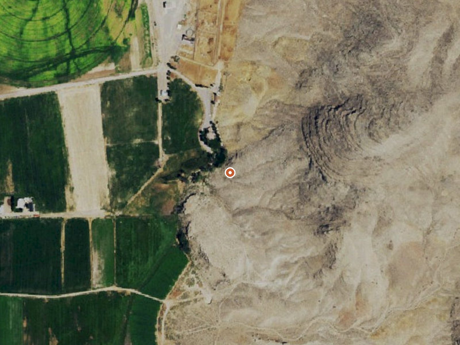 Aerial view of the ground around Hiko Spring