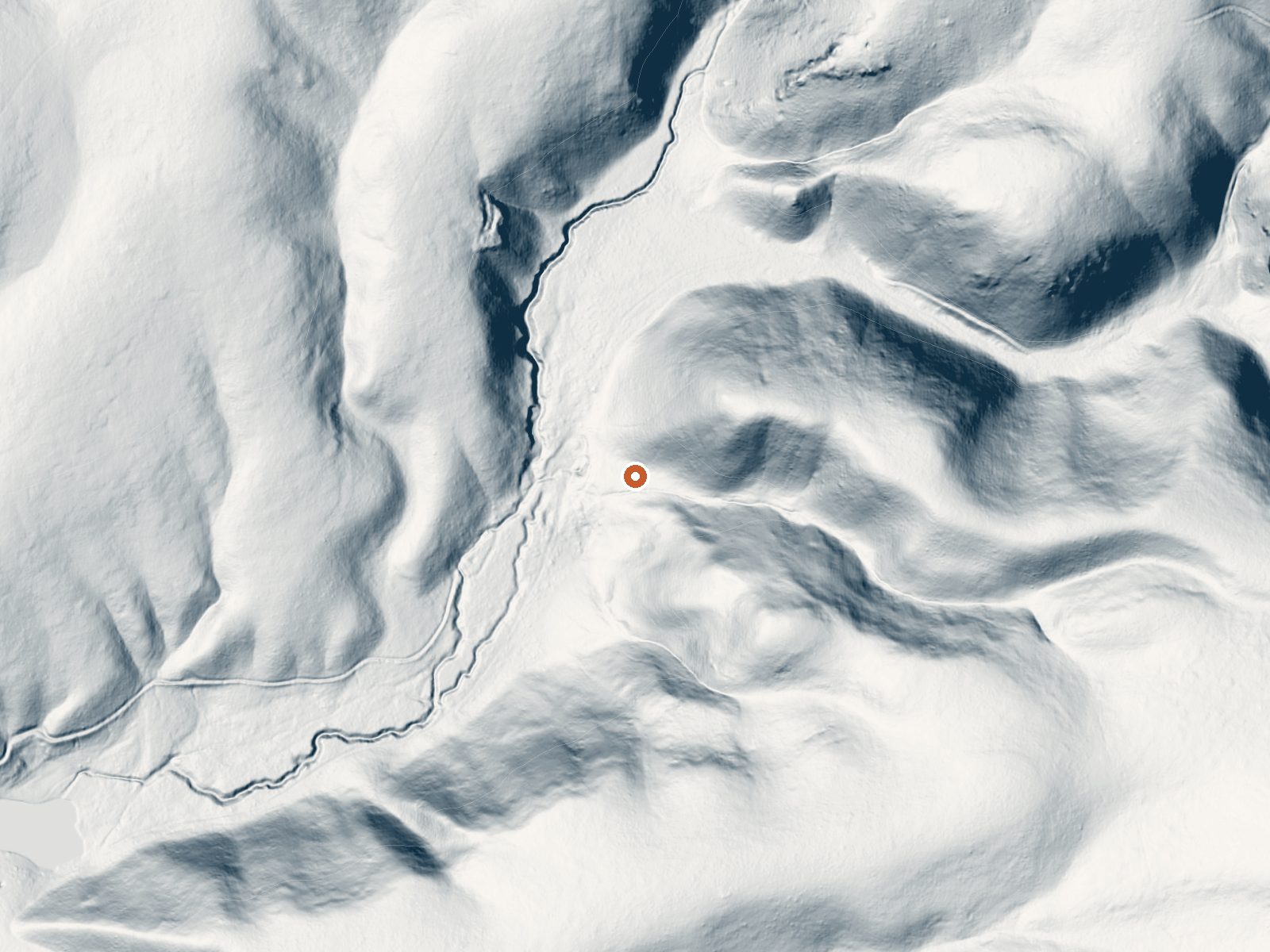 LiDAR bare-earth view of the same ground around Hot Creek Springs