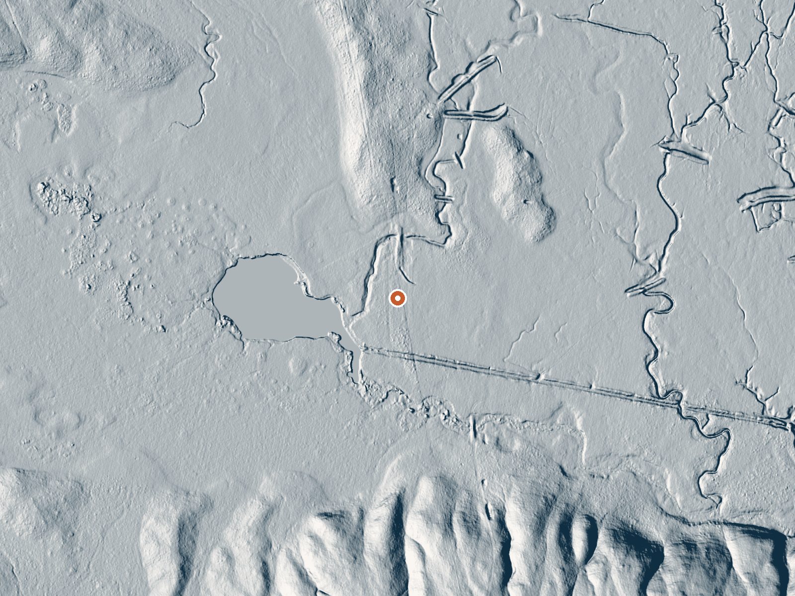 LiDAR bare-earth view of the same ground around Hot Lake