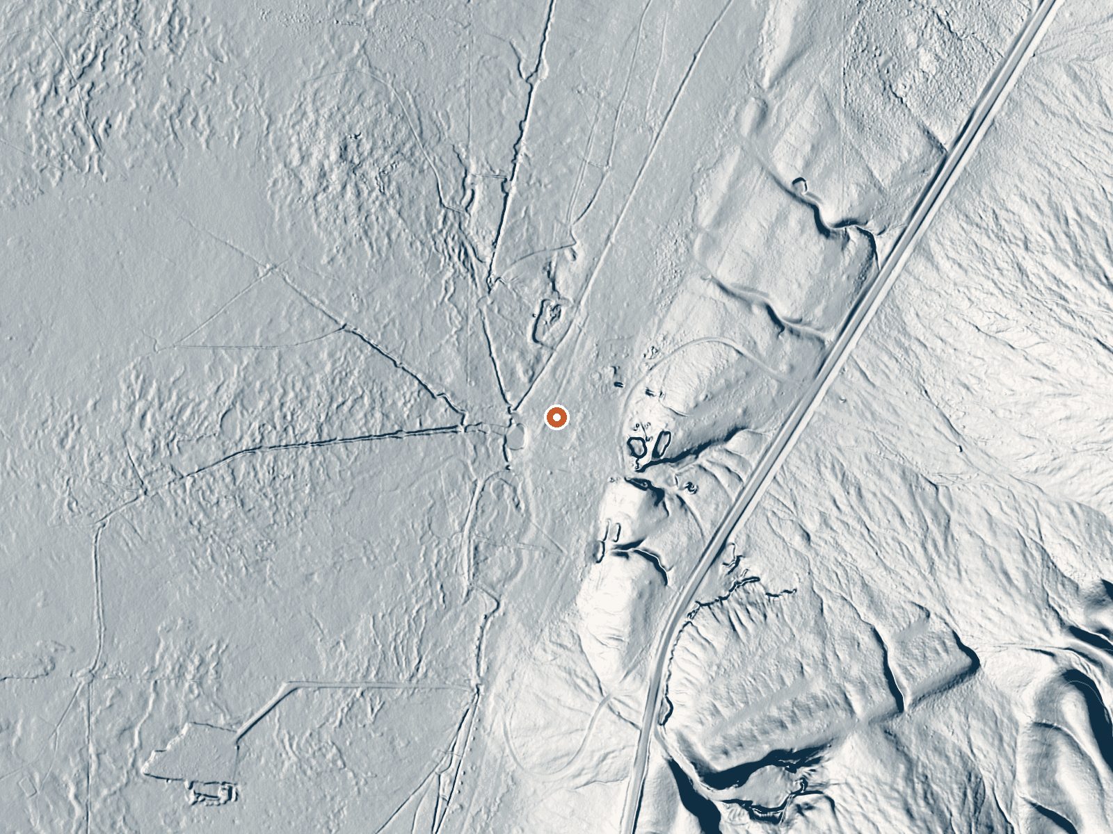 LiDAR bare-earth view of the same ground around Blue Eagle Springs