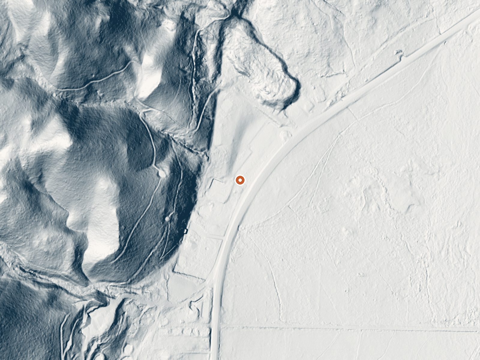 LiDAR bare-earth view of the same ground around Bowers Mansion Hot Spring