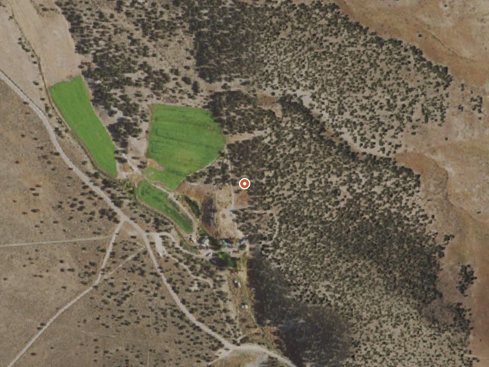 Aerial view of the ground around Bruffeys Hot Springs