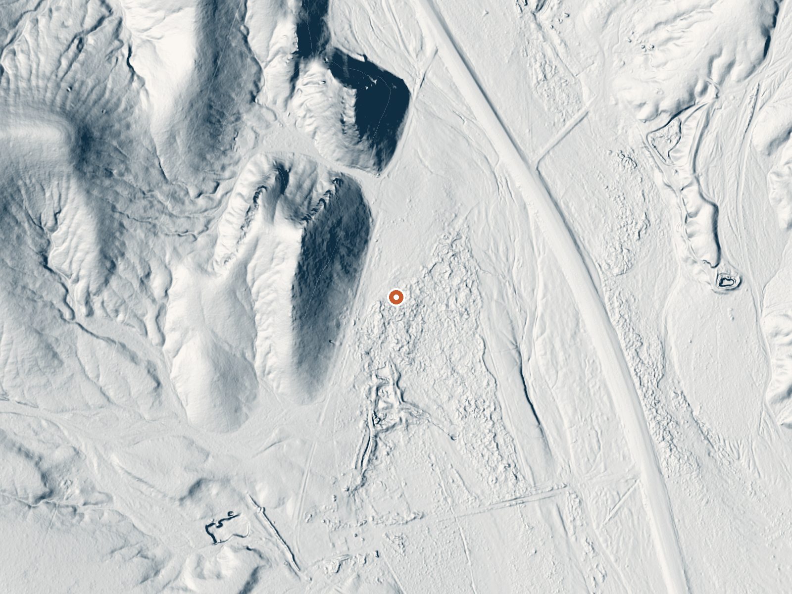 LiDAR bare-earth view of the same ground around Burrell Hot Spring