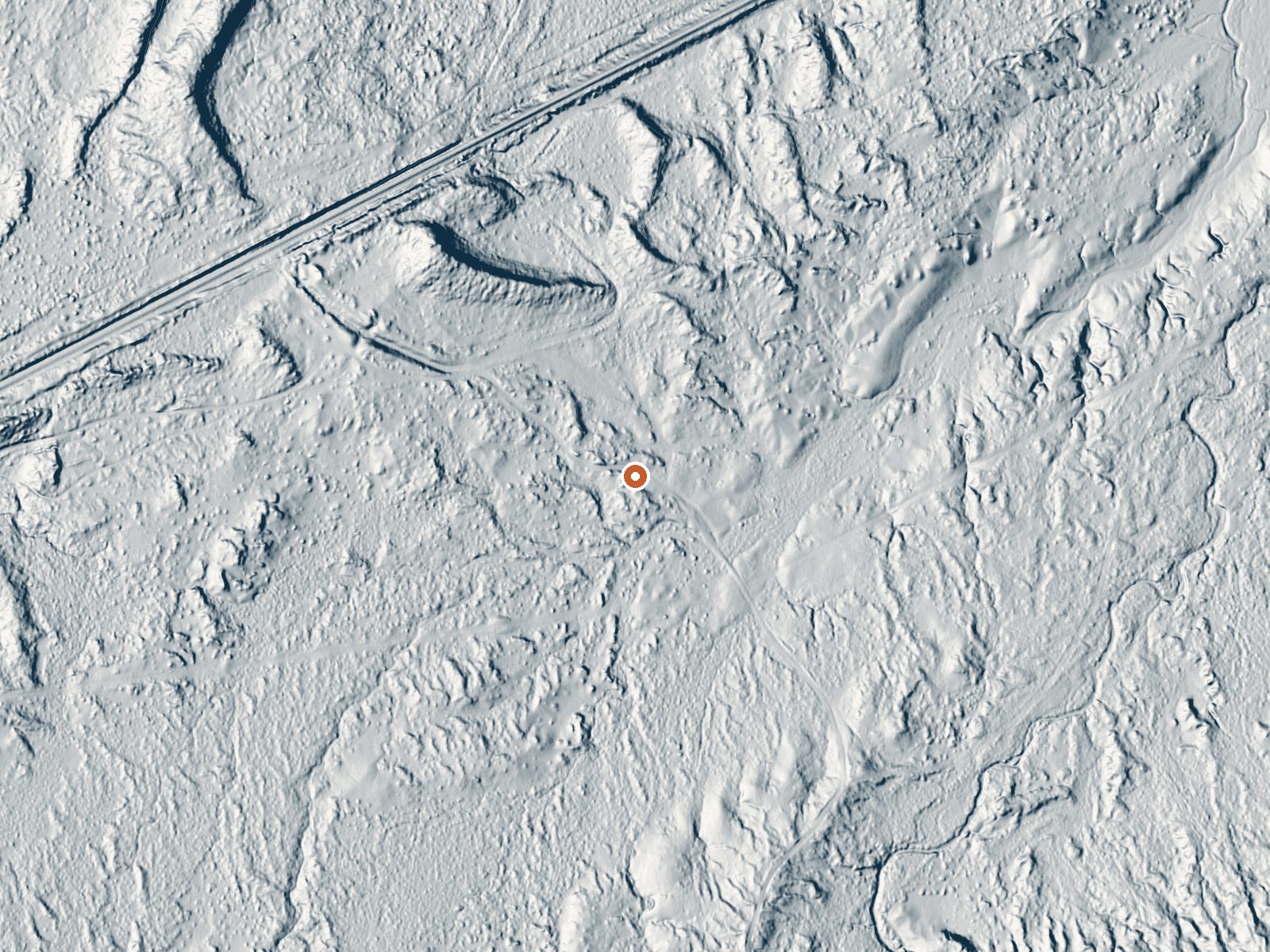 LiDAR bare-earth view of the same ground around Butte Springs (Trego Hot Springs)
