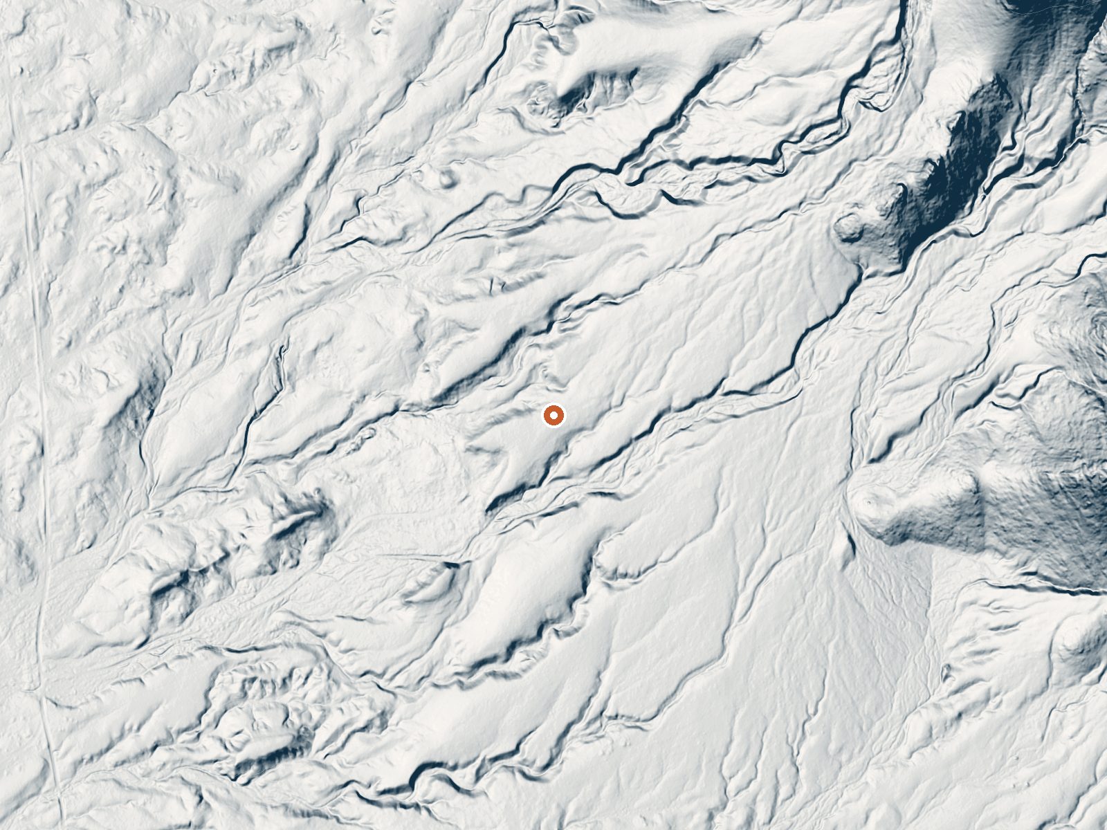 LiDAR bare-earth view of the same ground around Button Springs