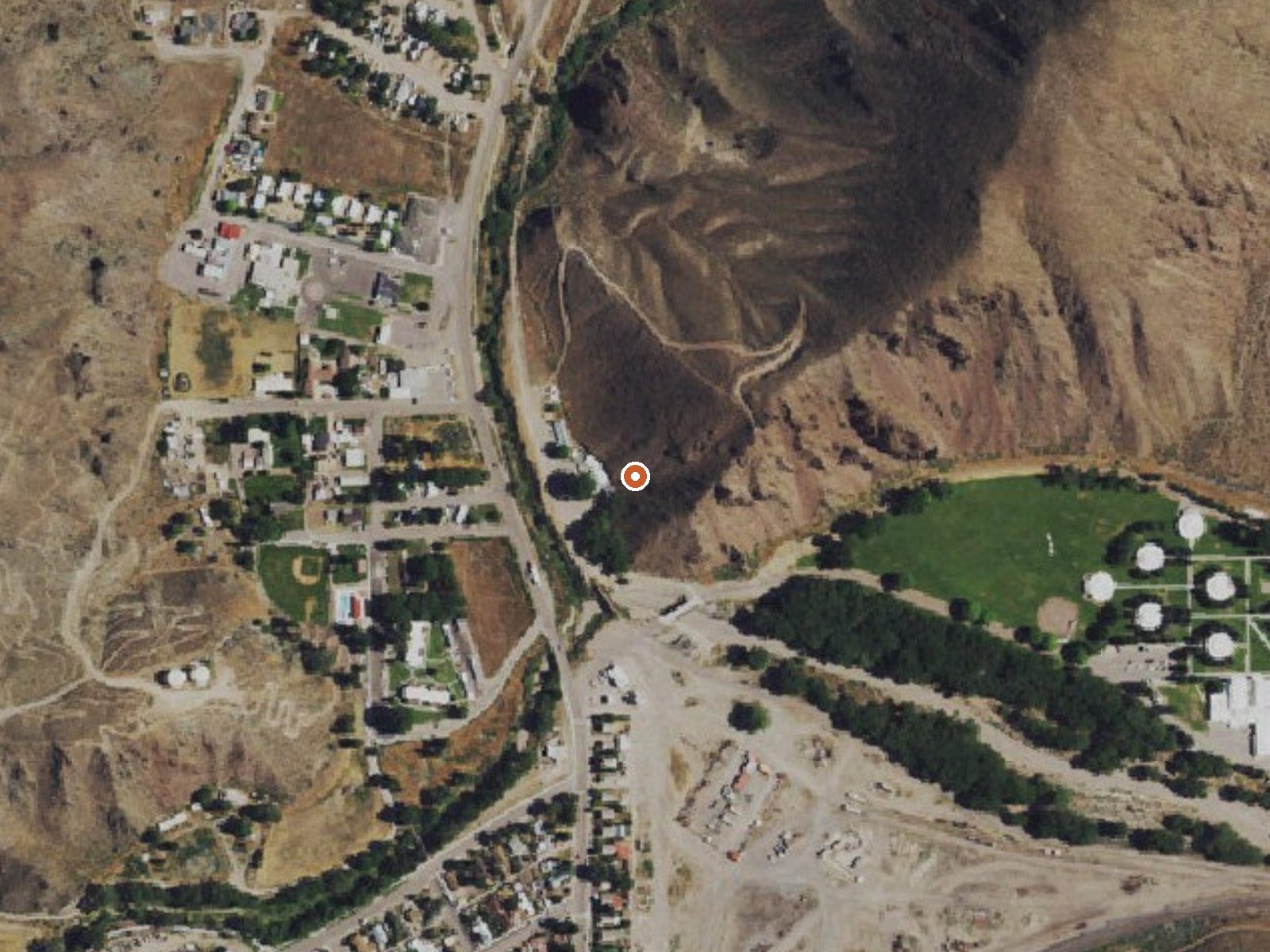 Aerial view of the ground around Caliente Hot Springs