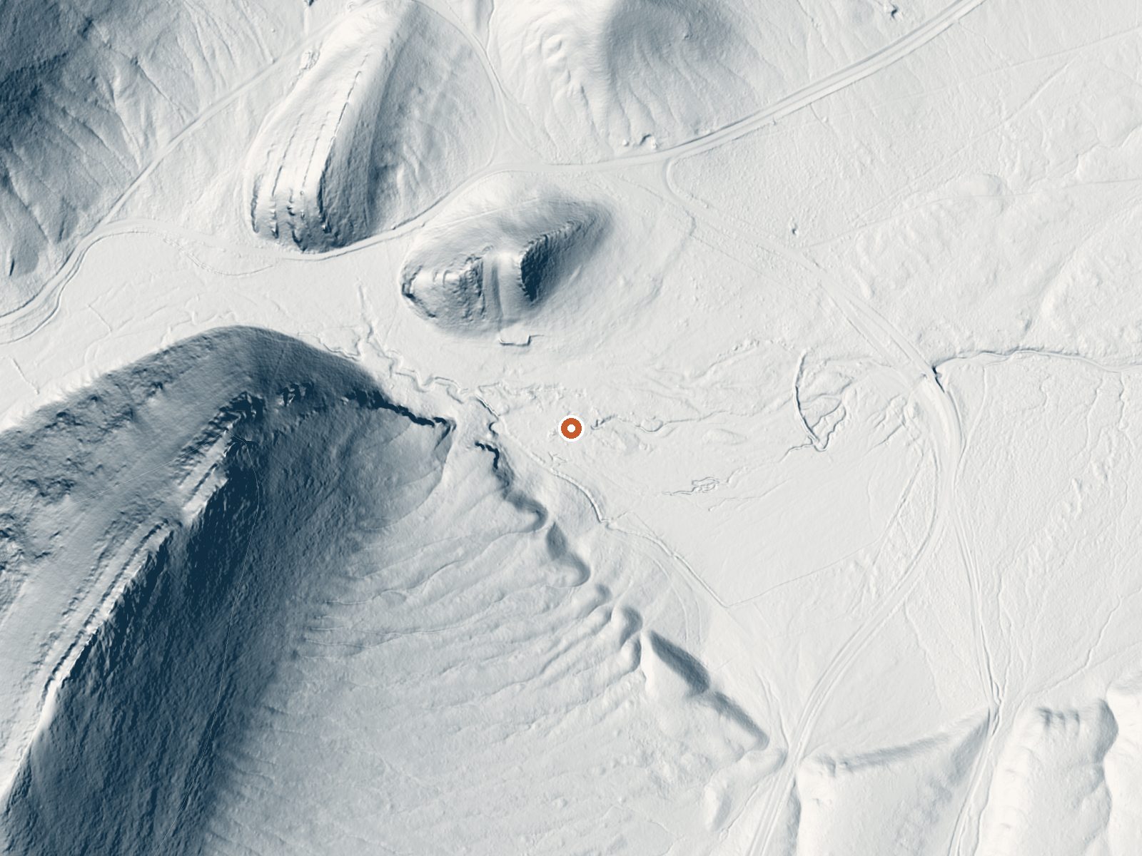 LiDAR bare-earth view of the same ground around Chillis Hot Spring
