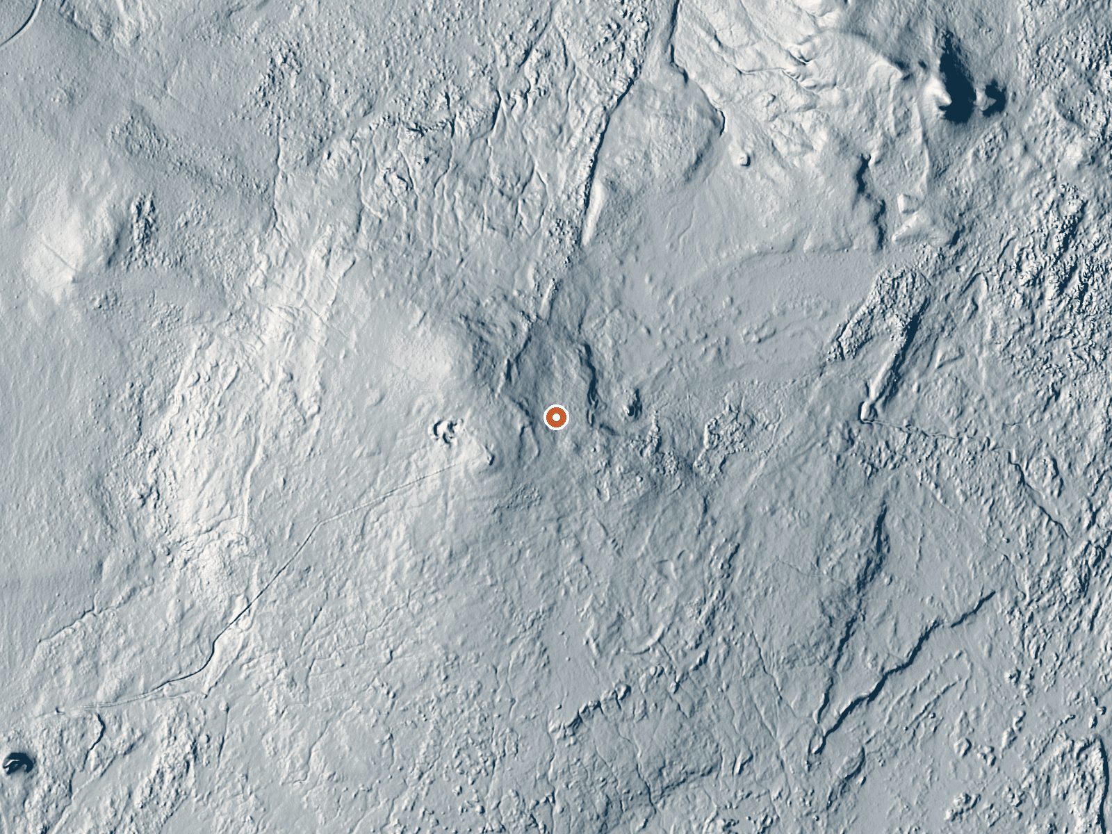 LiDAR bare-earth view of the same ground around Chimney Warm Spring