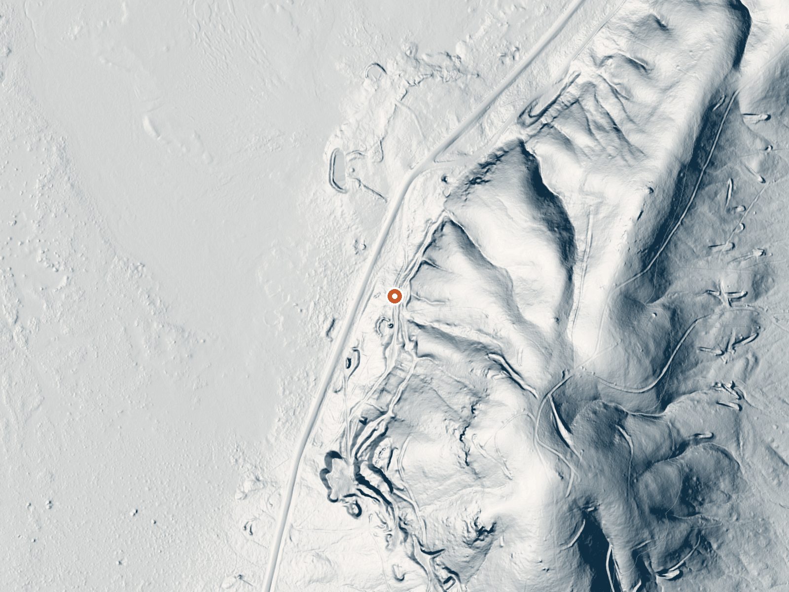 LiDAR bare-earth view of the same ground around Crescent Valley Hot Springs