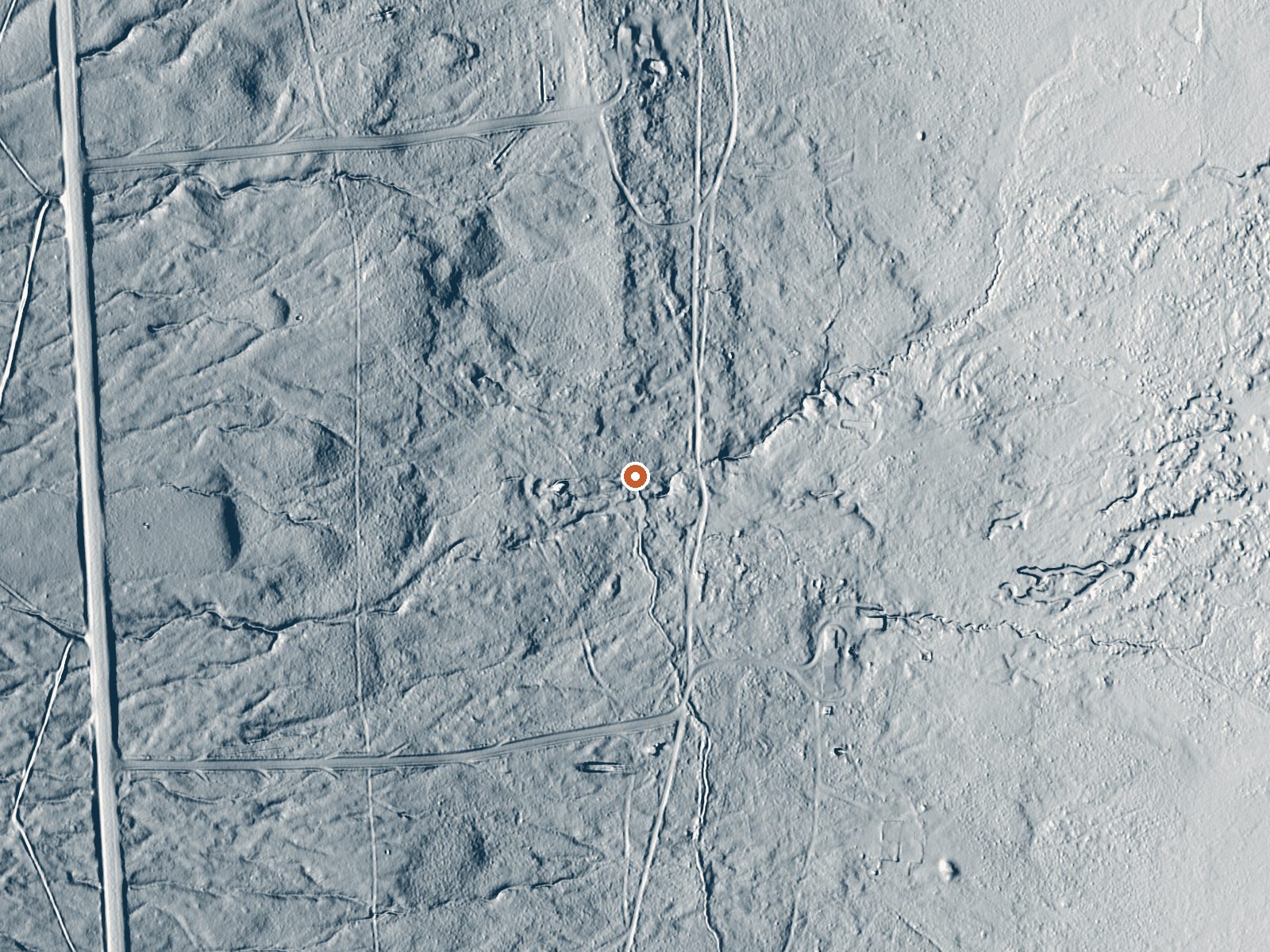 LiDAR bare-earth view of the same ground around Darroughs Hot Springs
