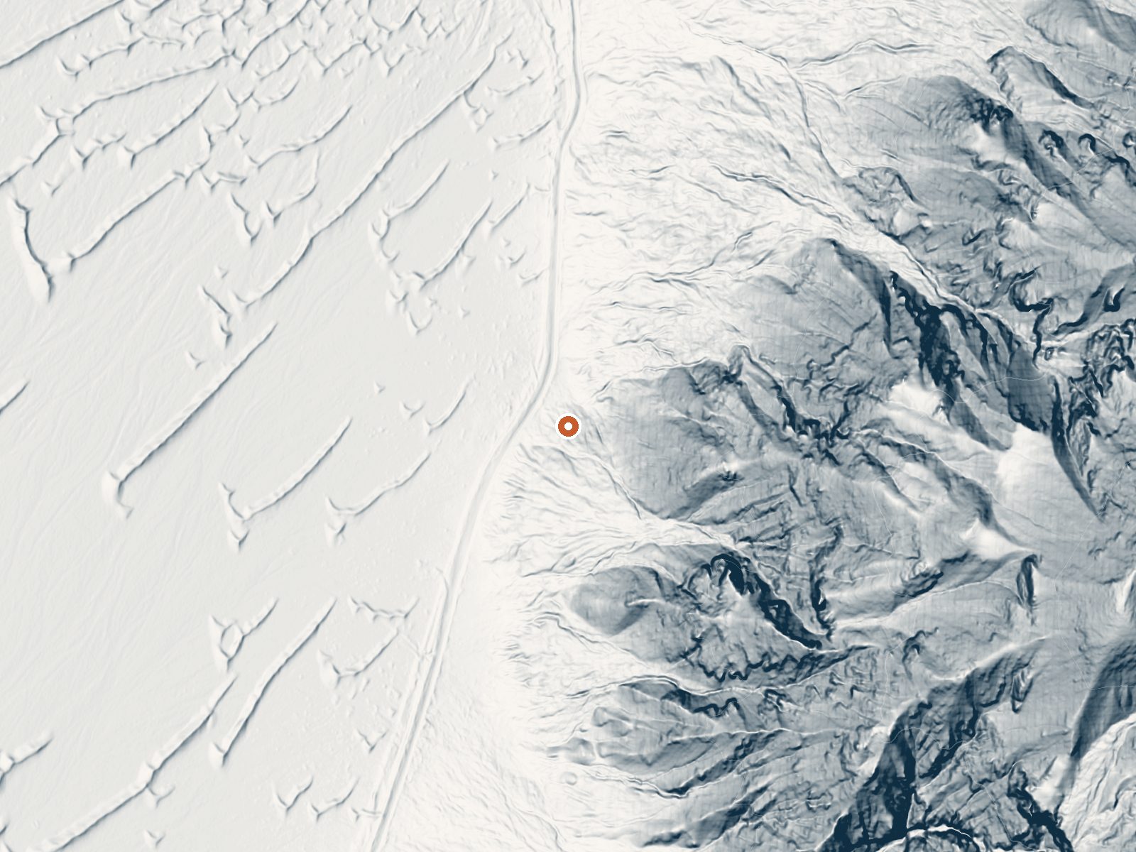 LiDAR bare-earth view of the same ground around Pearl Hot Springs