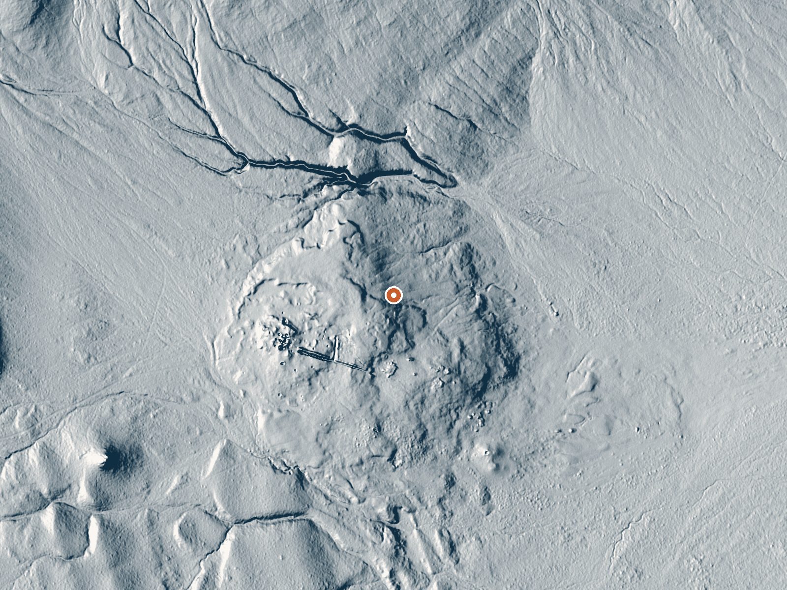 LiDAR bare-earth view of the same ground around Pinto Hot Springs