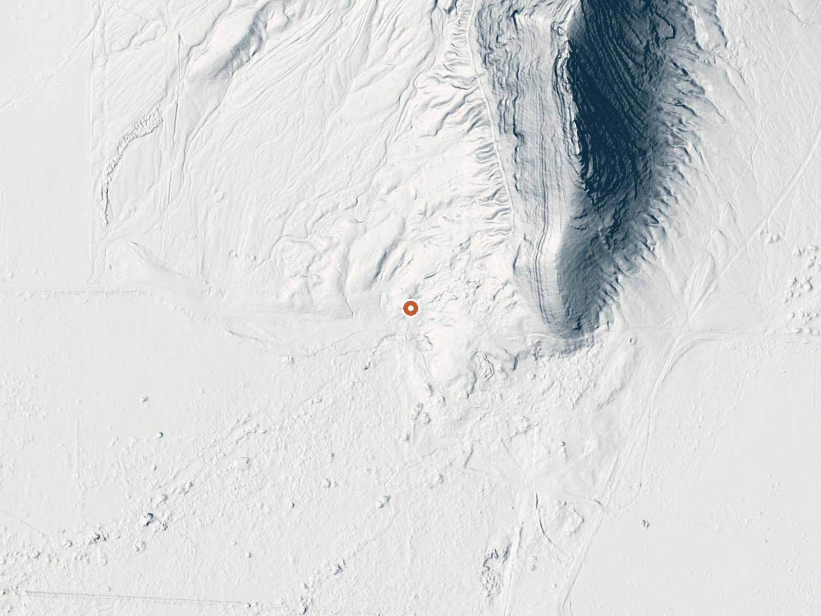 LiDAR bare-earth view of the same ground around Point Of Rocks Springs, King Spring